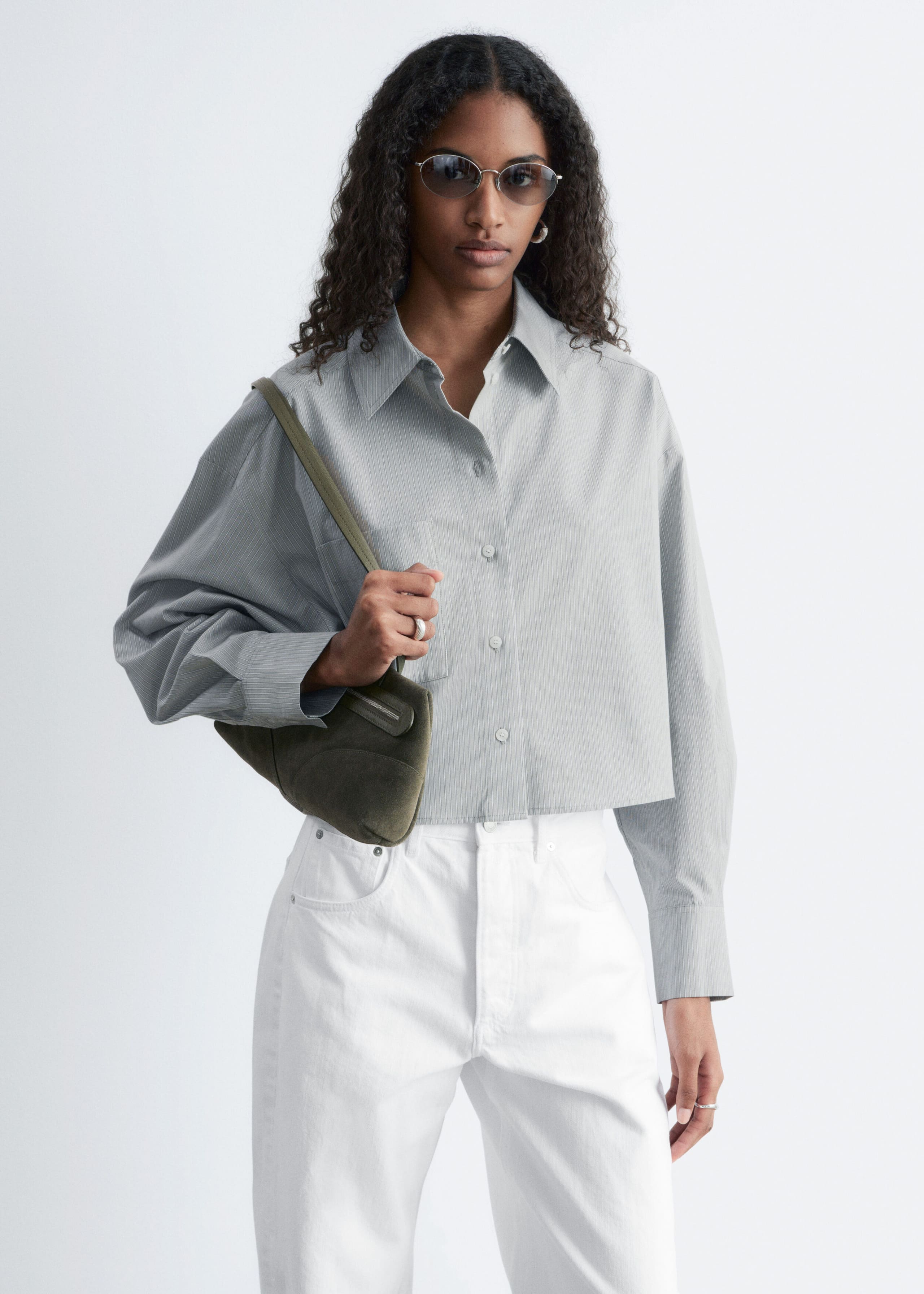 Image of Camicia cropped in cotone oversize