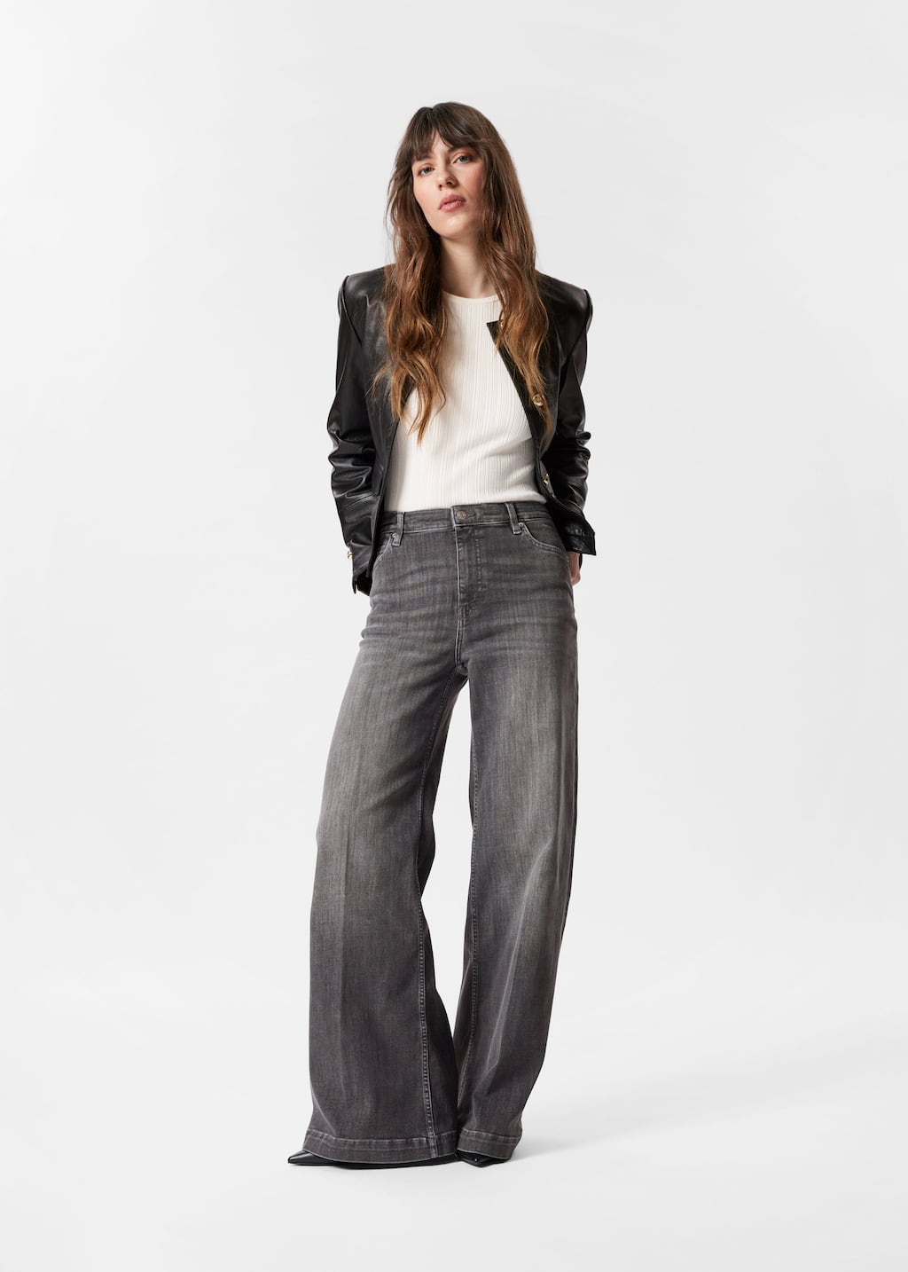 Image of Wide Press-Crease Jeans