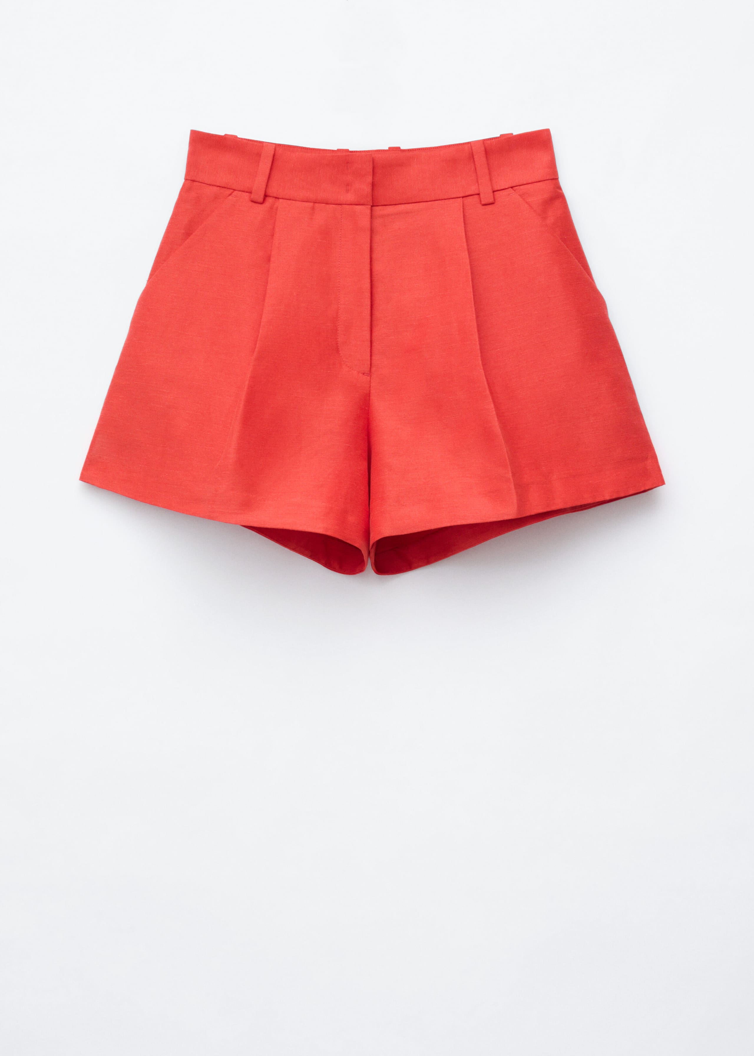 Pleated Linen-Blend Shorts - Red - Still Life