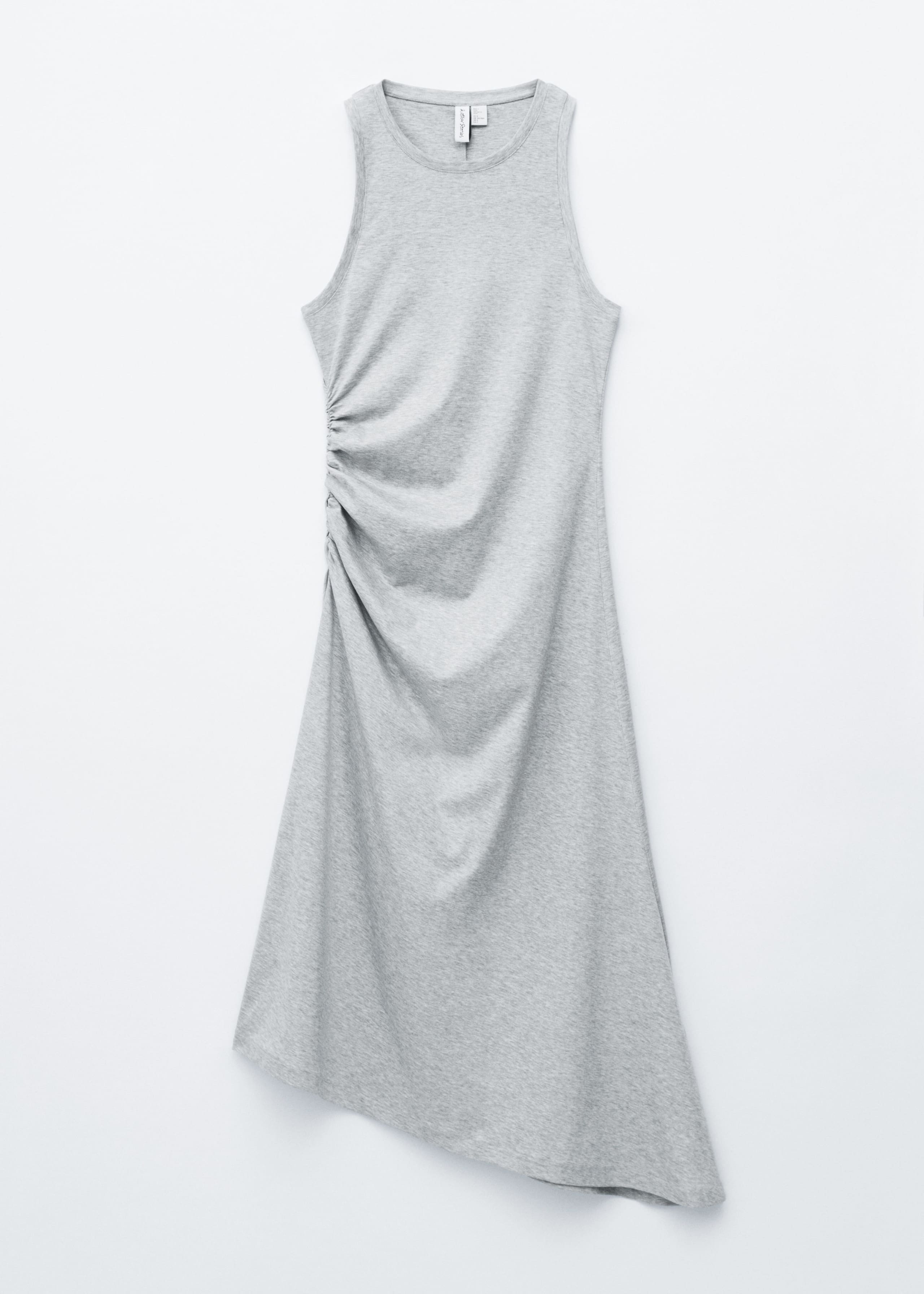 Marszczona asymetryczna sukienka midi – Ciemnobrązowy – Martwa natura