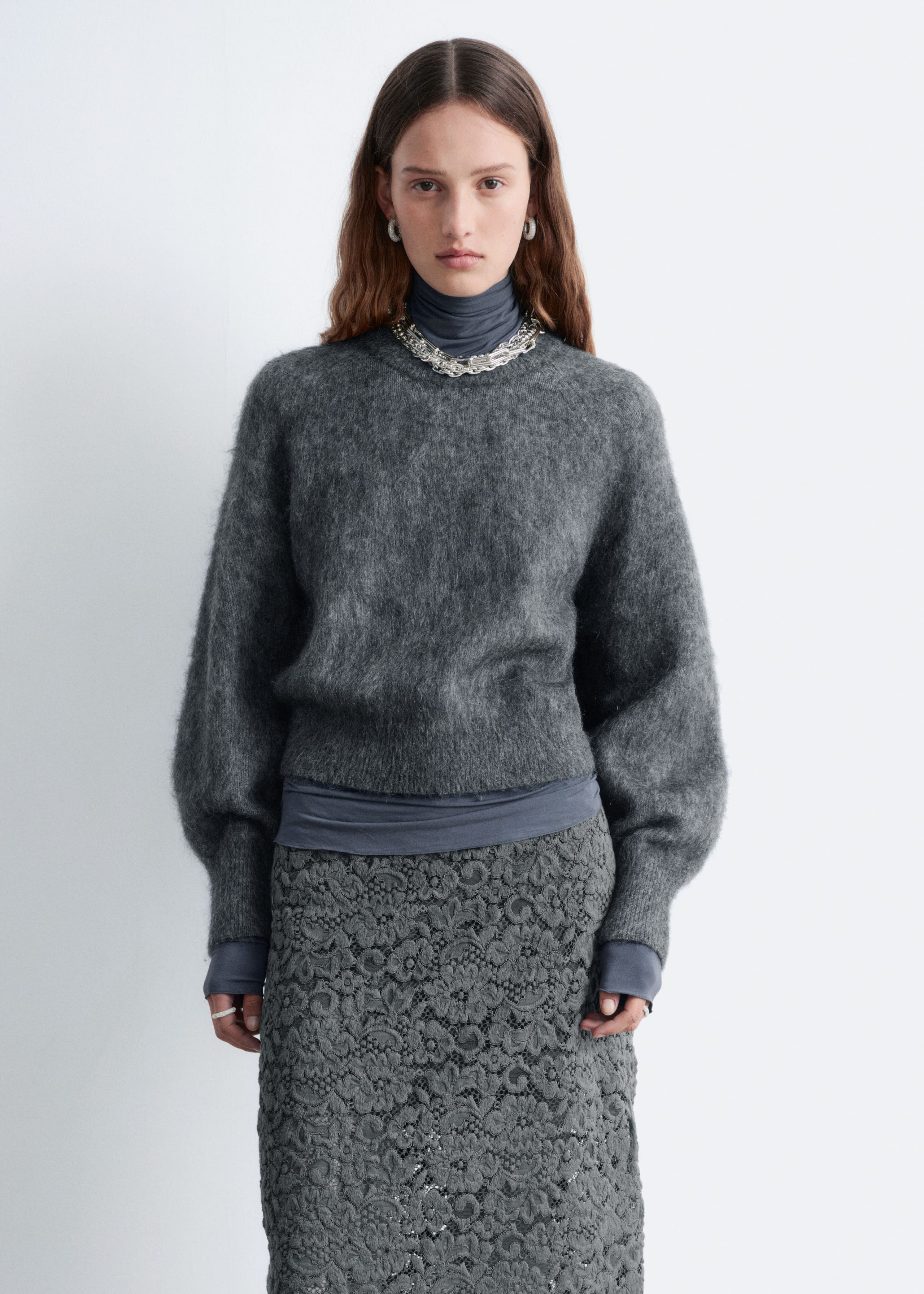Image of Mohair-Blend Balloon-Sleeve Jumper