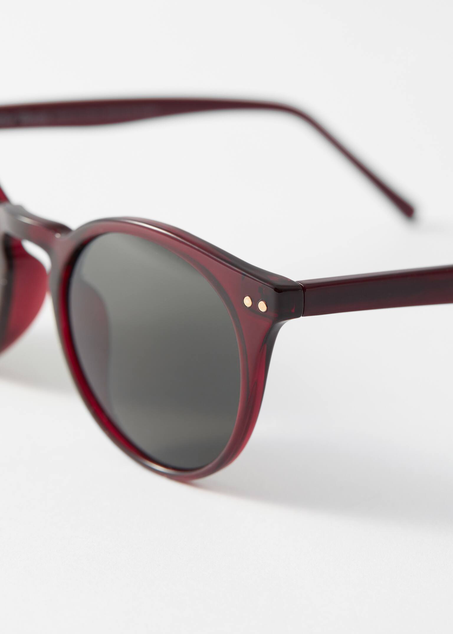 Classic Round Frame Sunglasses - Burgundy/Bruin/Beige - 2