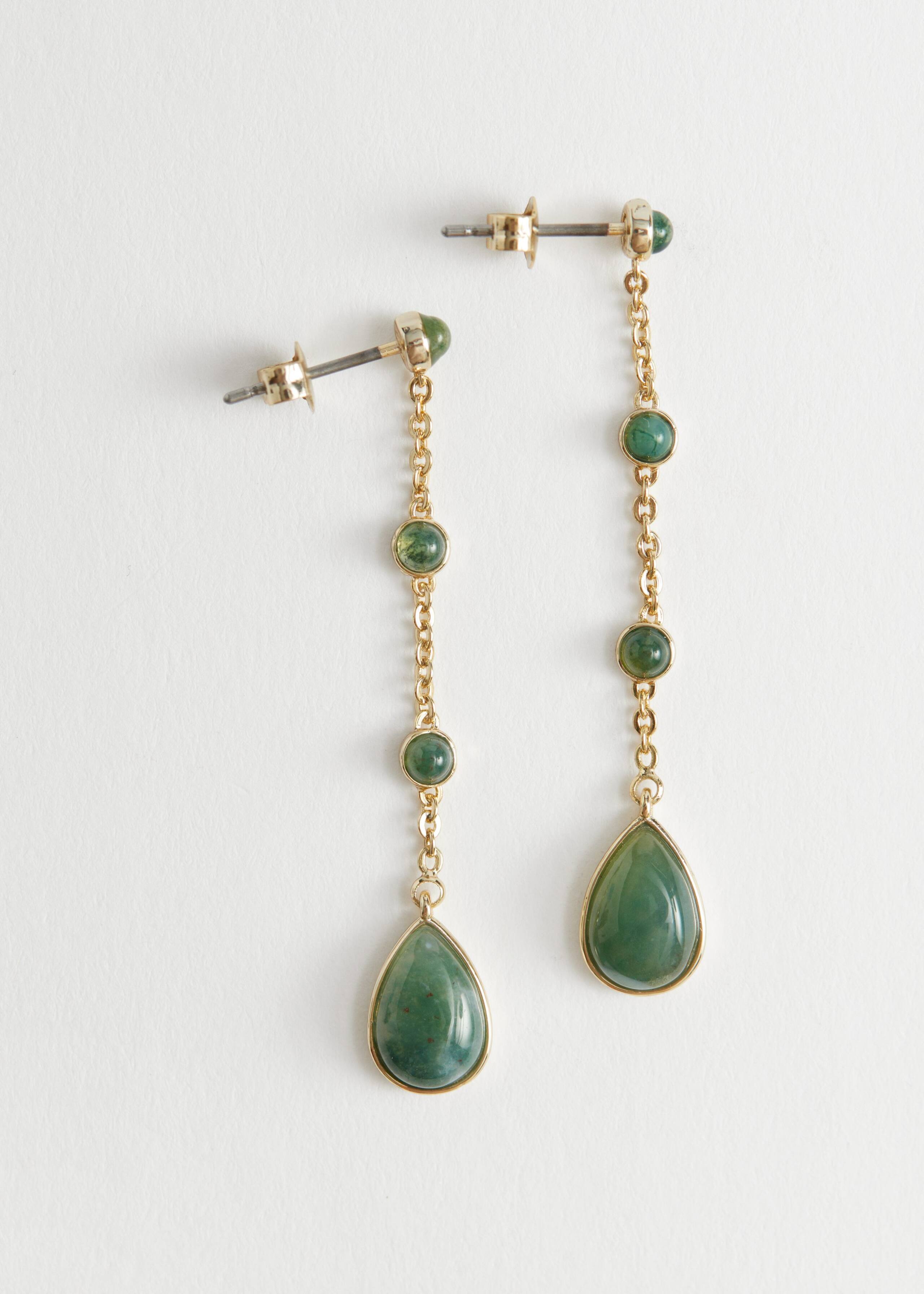 Pendientes colgantes de pedrería - Azul pastel - Bodegón