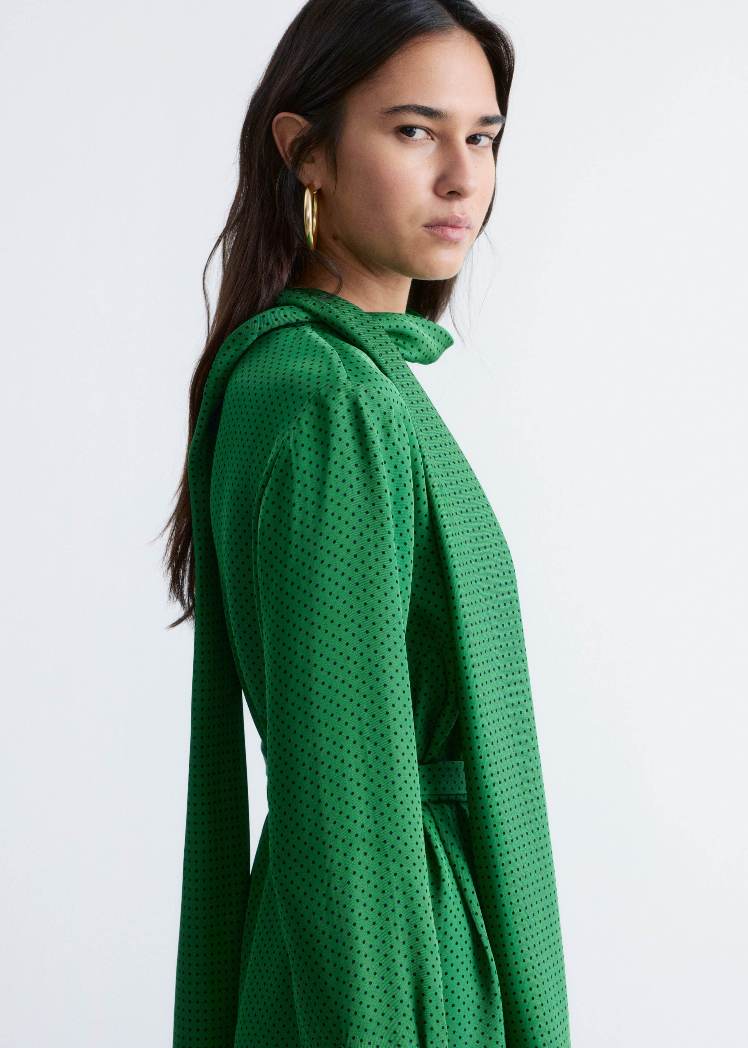 Image of Scarf-Neck Midi Dress