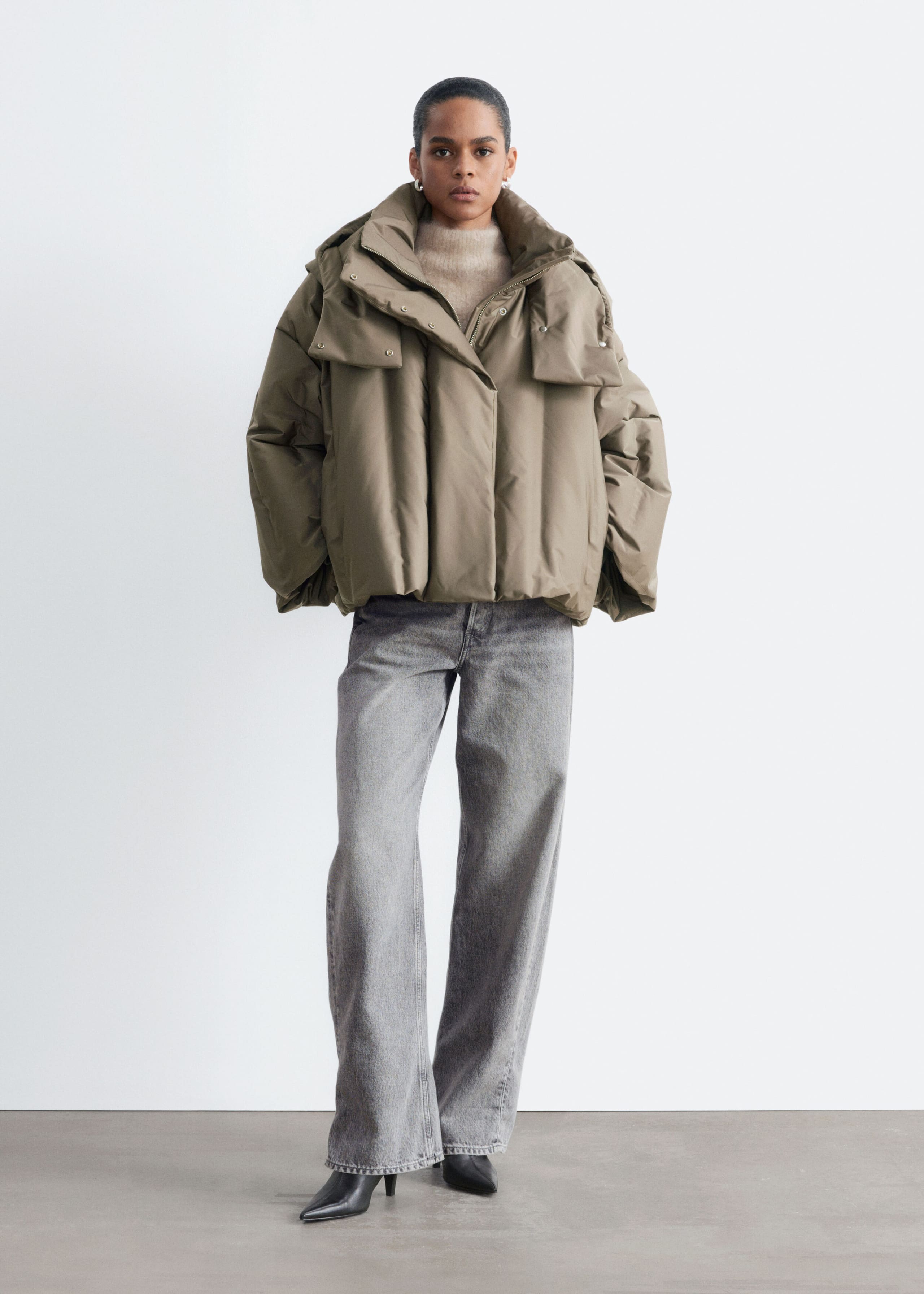 Short Padded Jacket Dark Mole