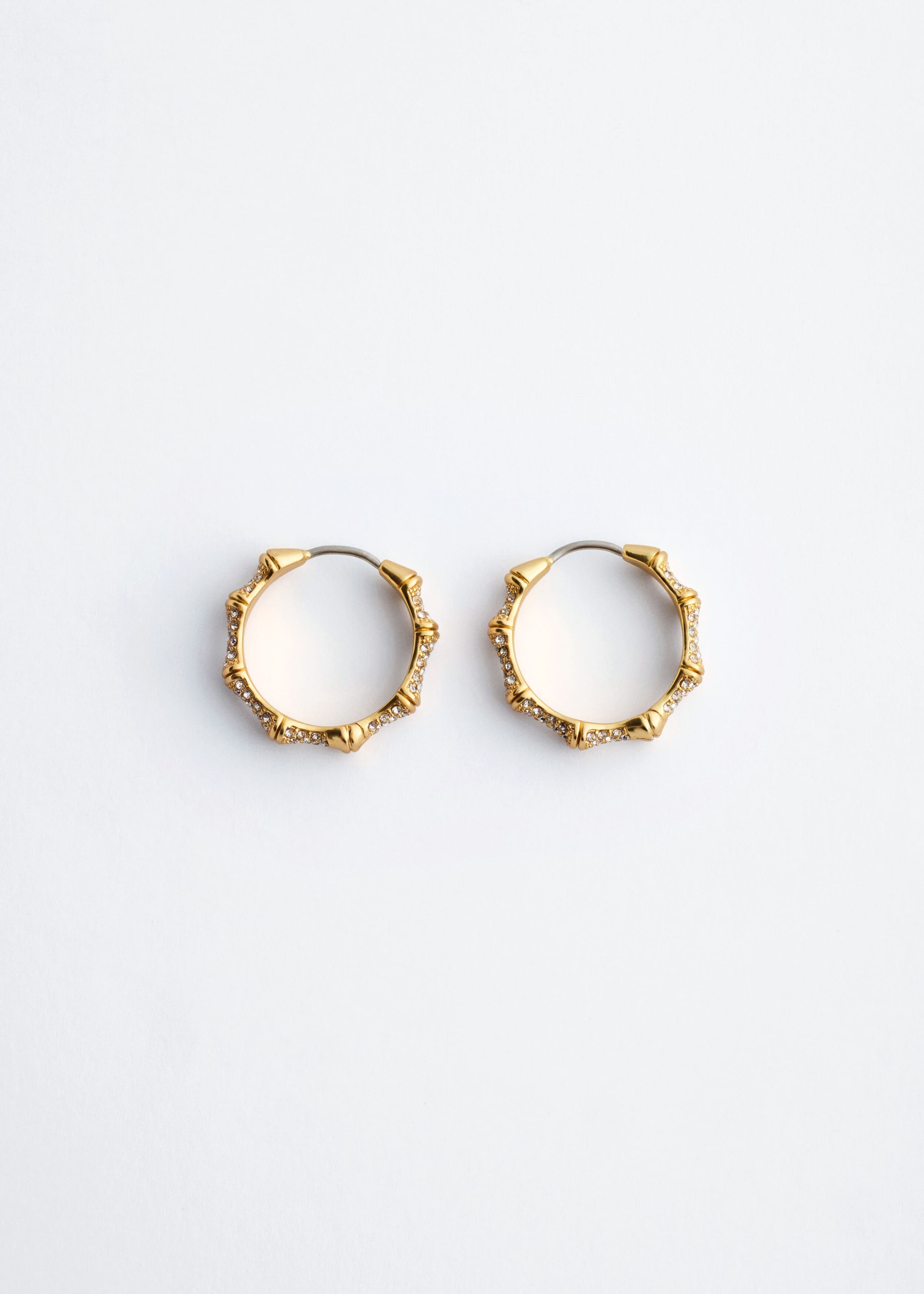 Rhinestone Hoop Earrings - Gold - Still Life