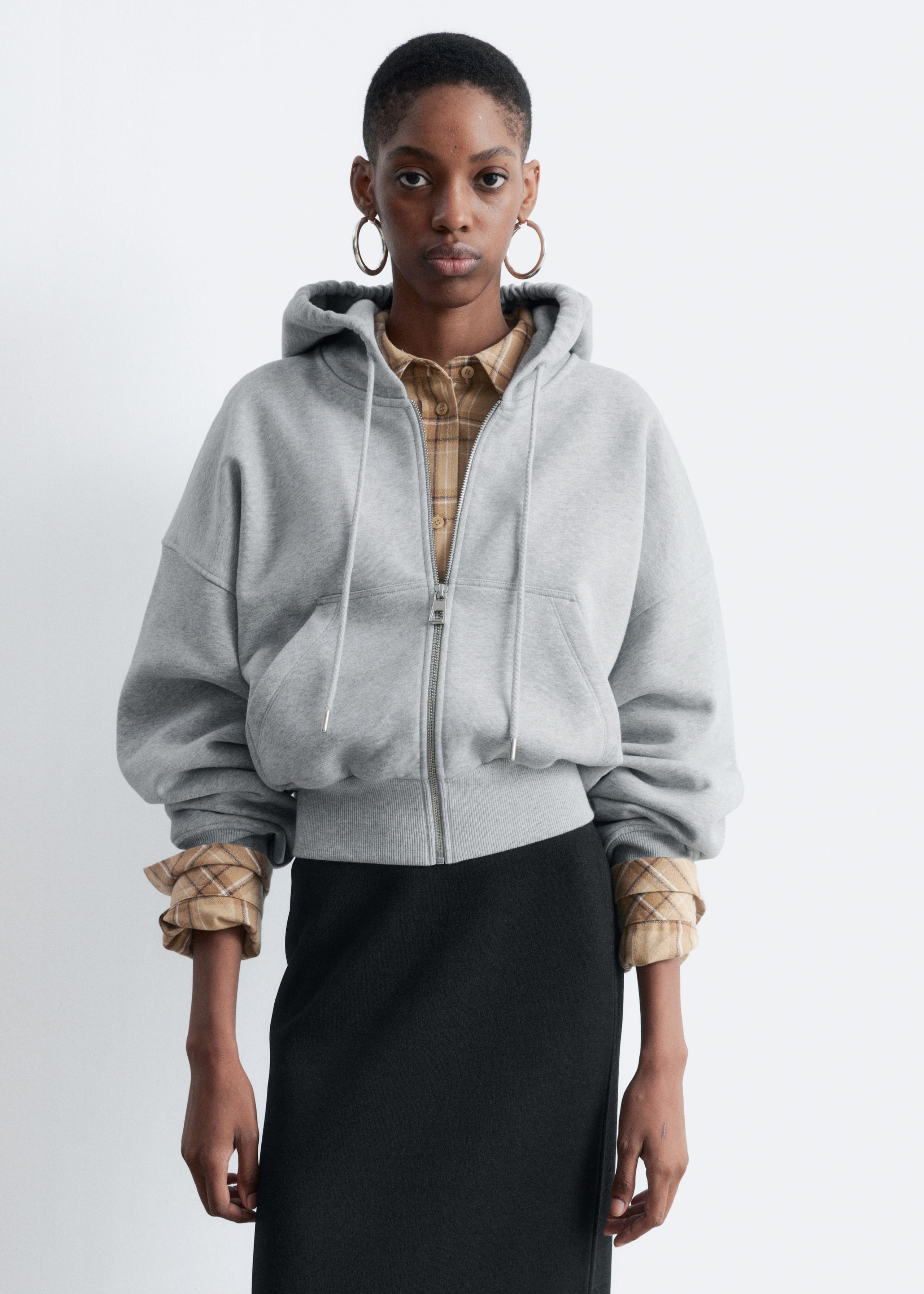 Image of Cropped Zip-Up Hoodie