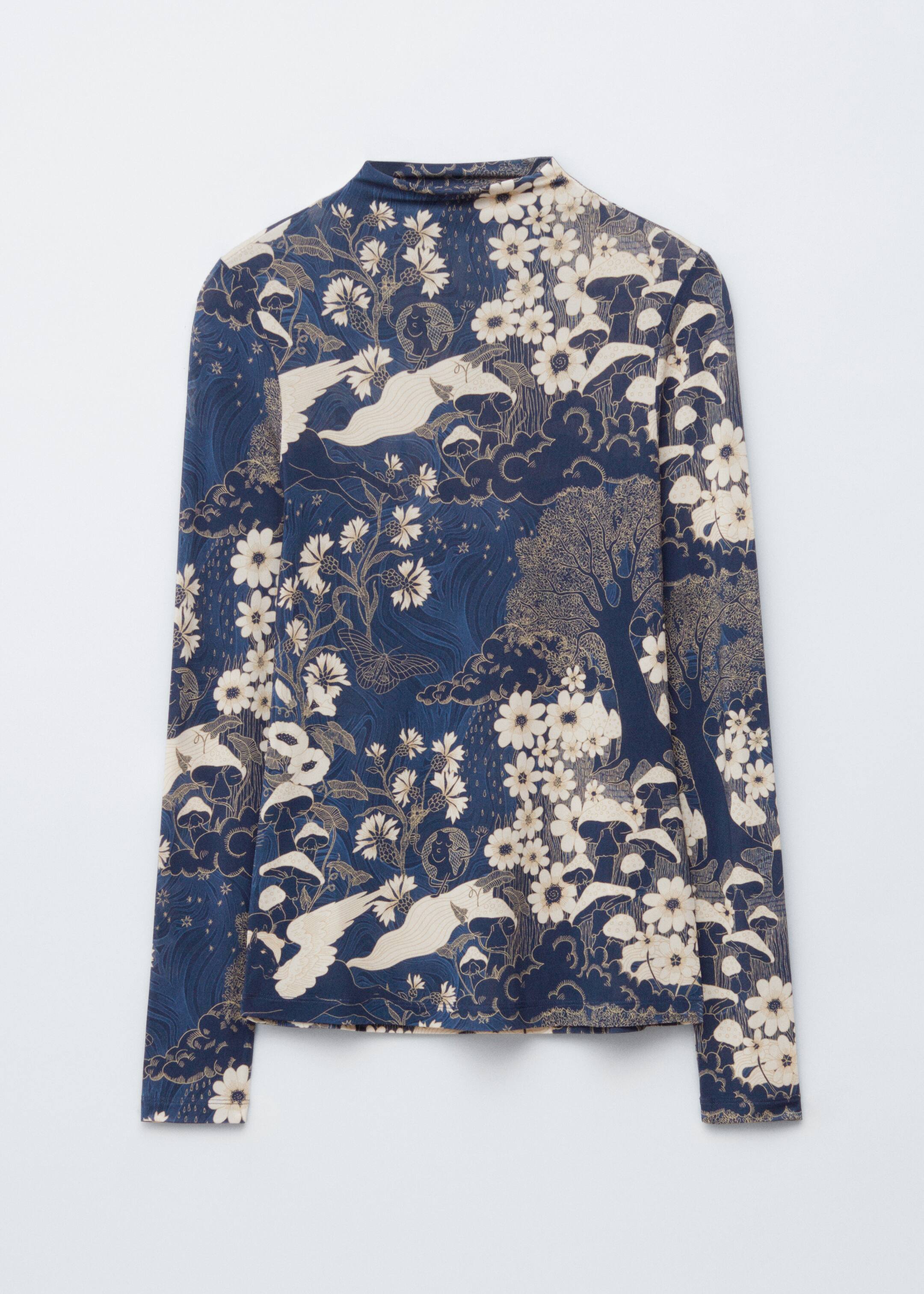 Grotere afbeelding bekijken: Top met opstaande boord - Donkerblauw patroon - DAMES | H&M NL 6