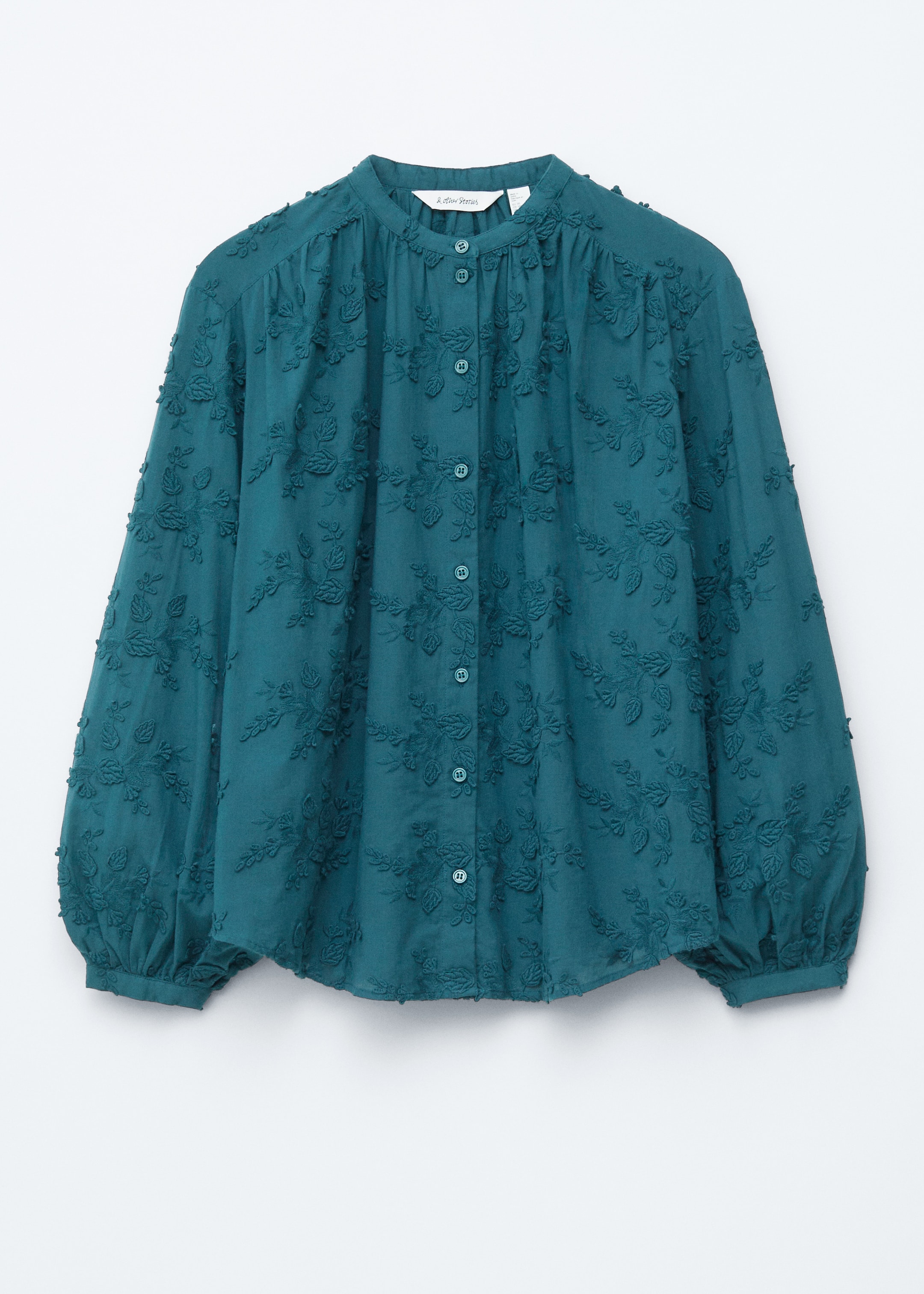 Grotere afbeelding bekijken: Volumineuze blouse met bloemapplicatie - Petrol - DAMES | H&M NL 1