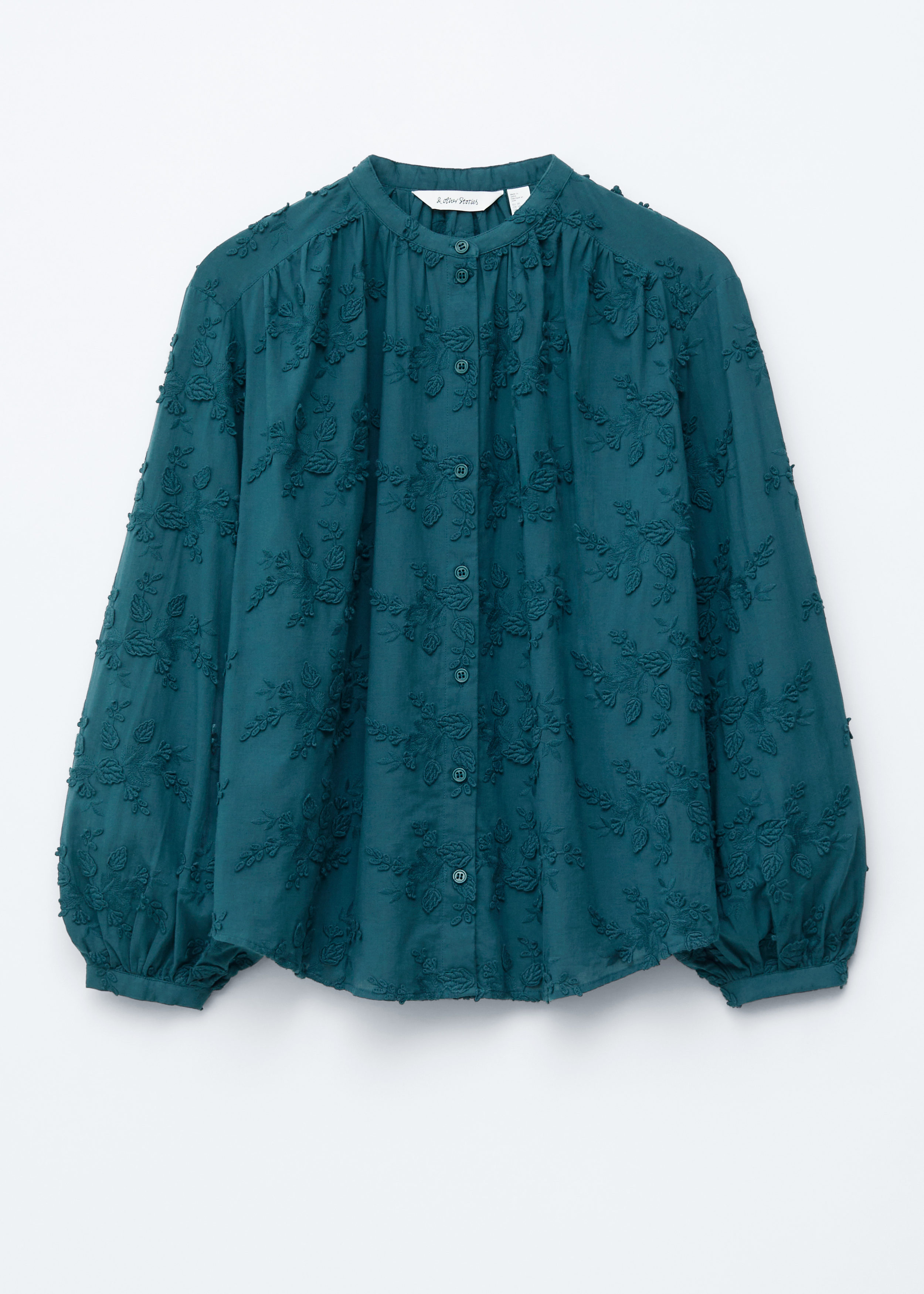 Voluminous Floral-Appliqué Blouse