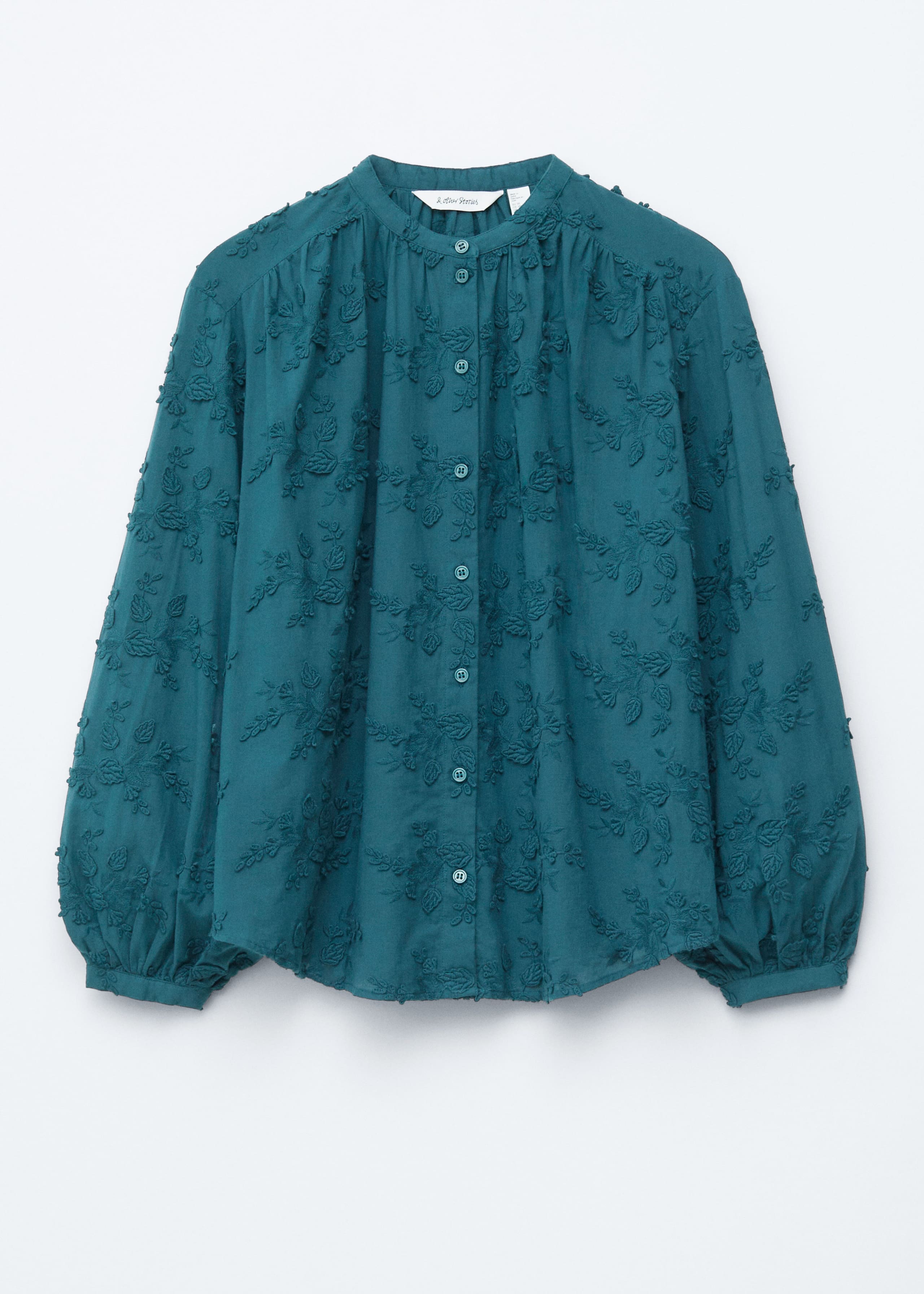 Image of Voluminous Floral-Appliqué Blouse