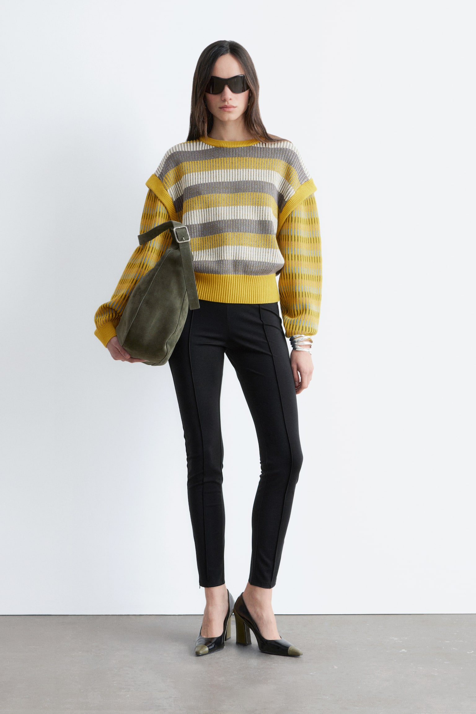 Stribet striksweater - Gule/grå striber - 1