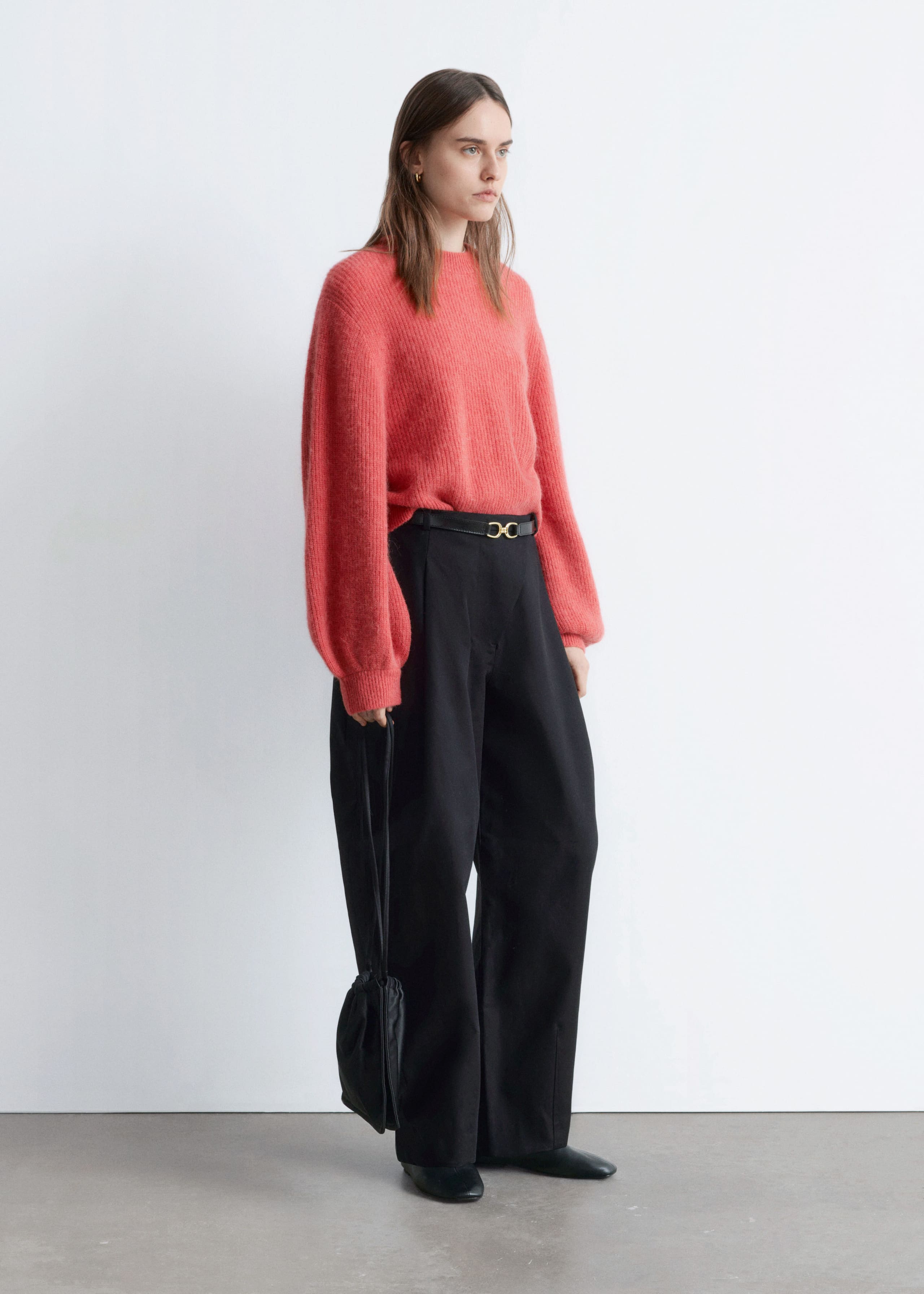 Image of Alpaca-Blend Balloon-Sleeve Jumper