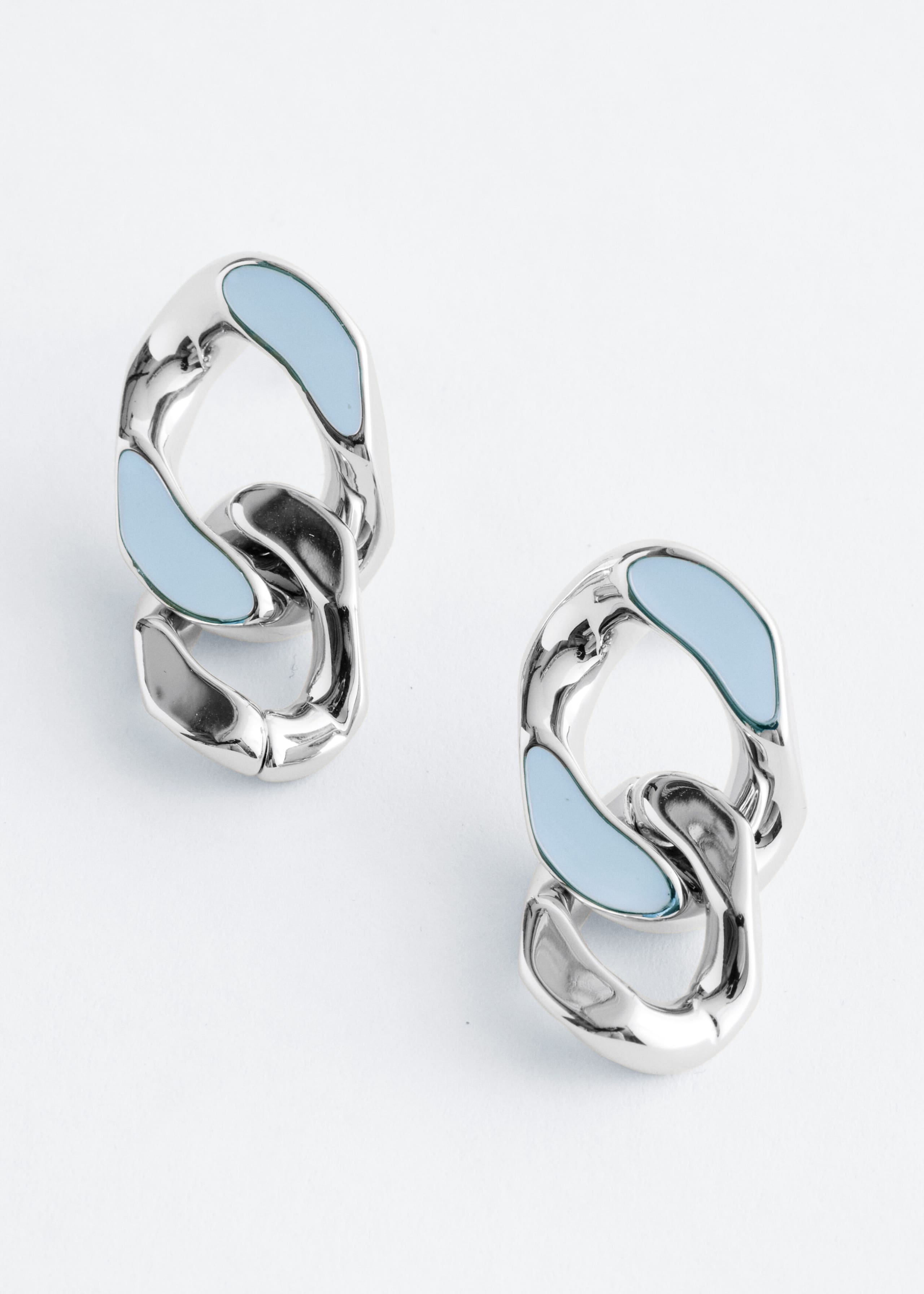 Bold Chain-Link Earrings - Silver/Blue - Still Life