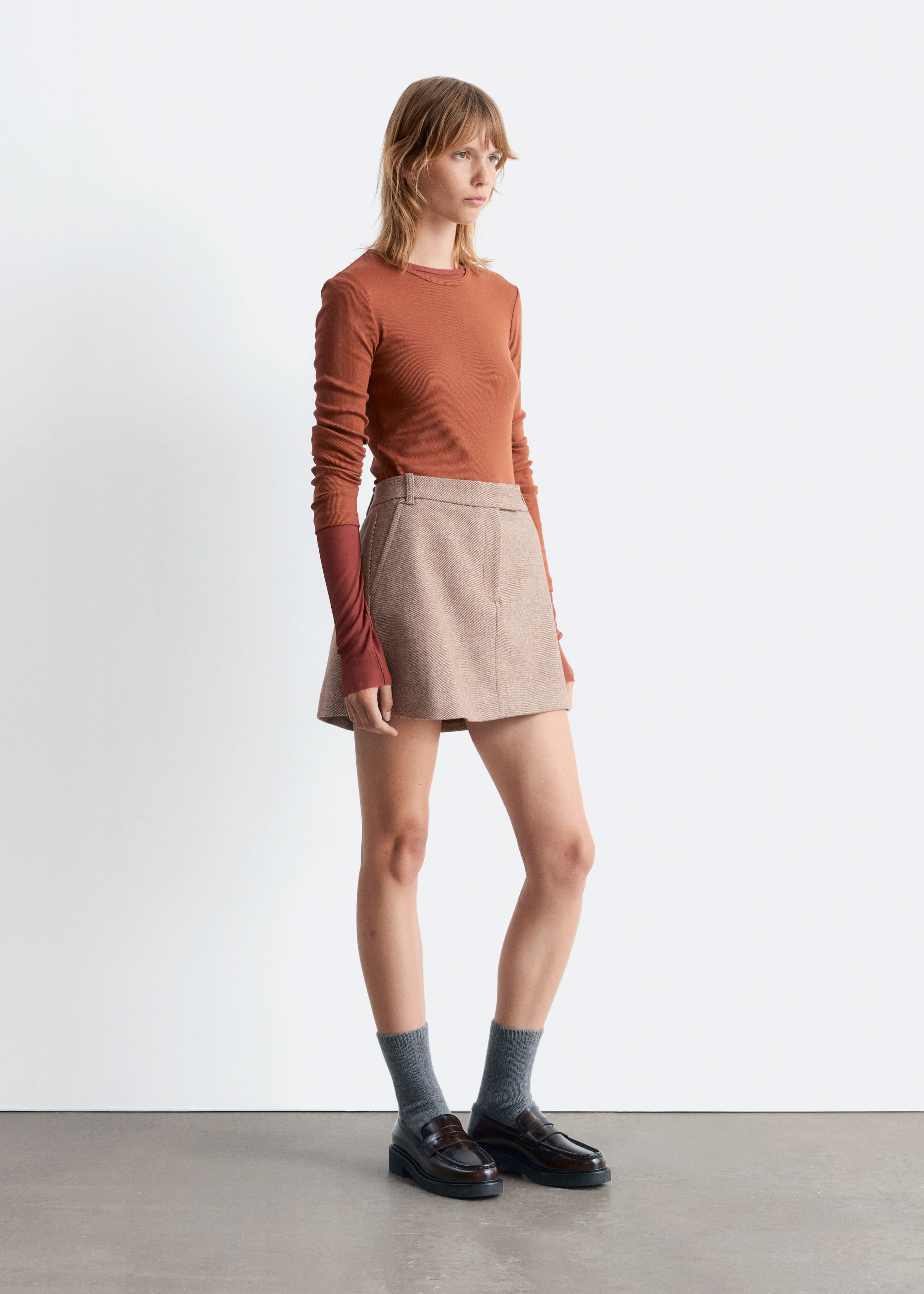 Image of Ribbed Long-Sleeve Top