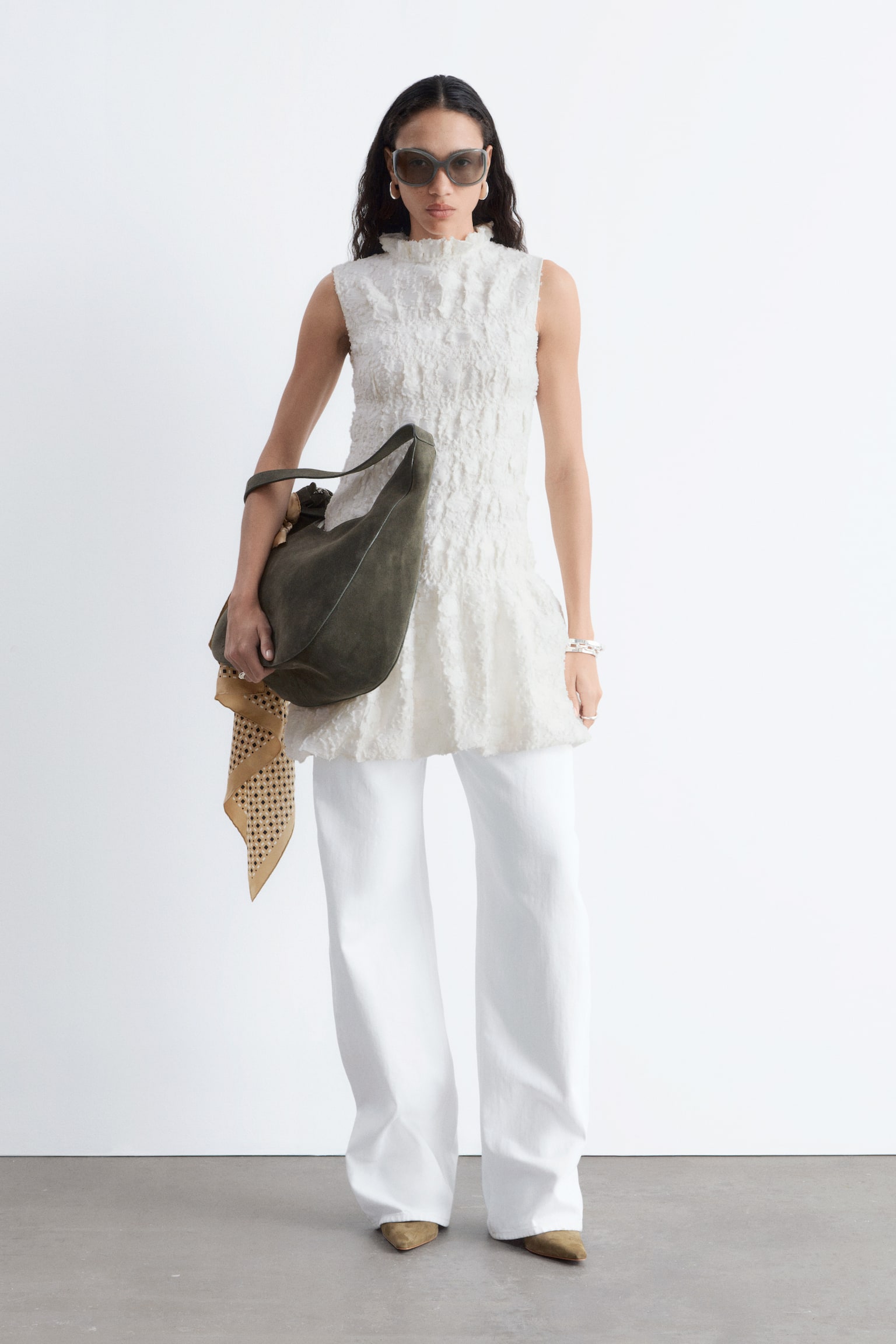 Gesmokte mini-jurk - White - 1