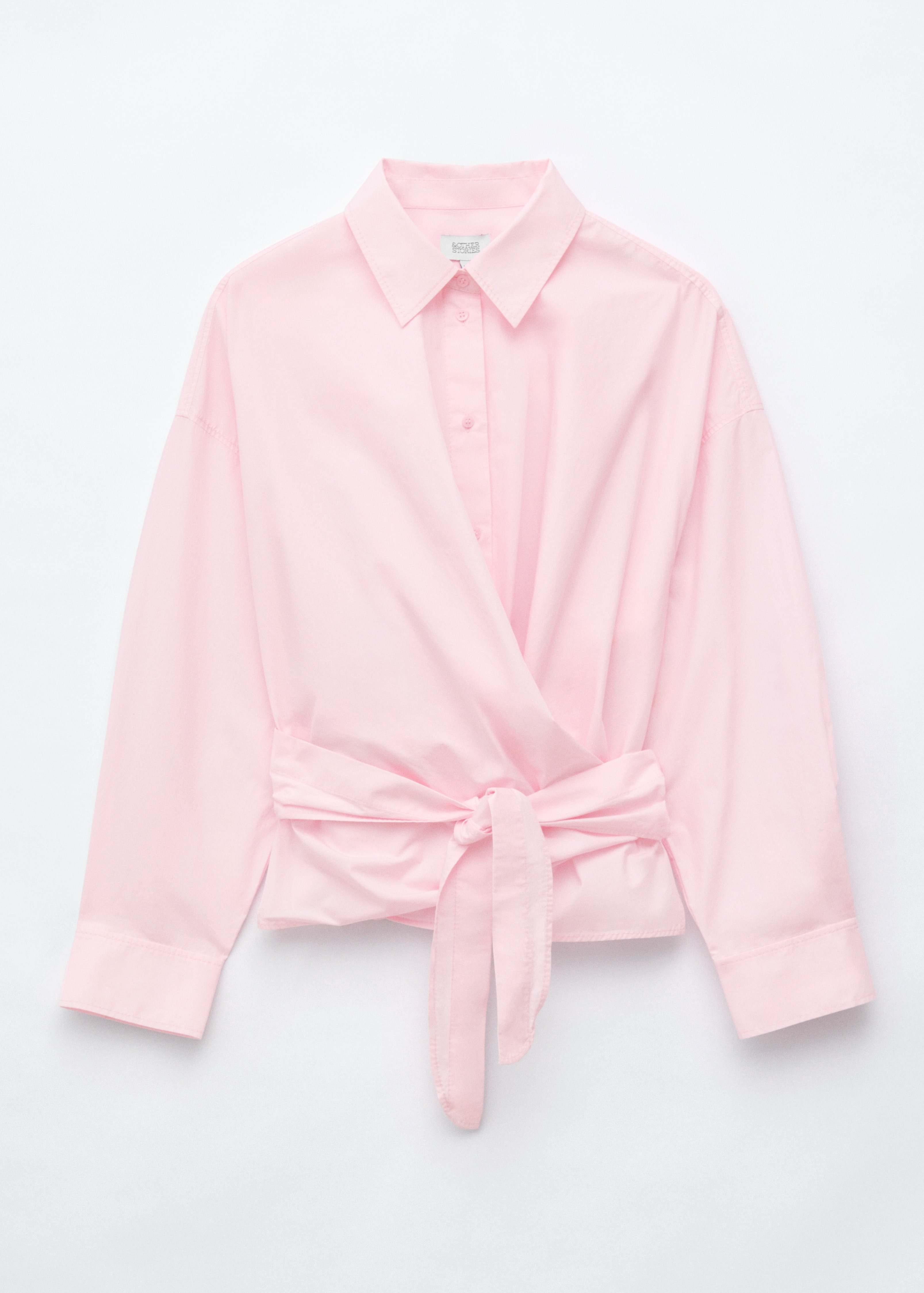Chemise en coton à taille ceinturée - Rose clair/Blanc/Rayures bleues et blanches