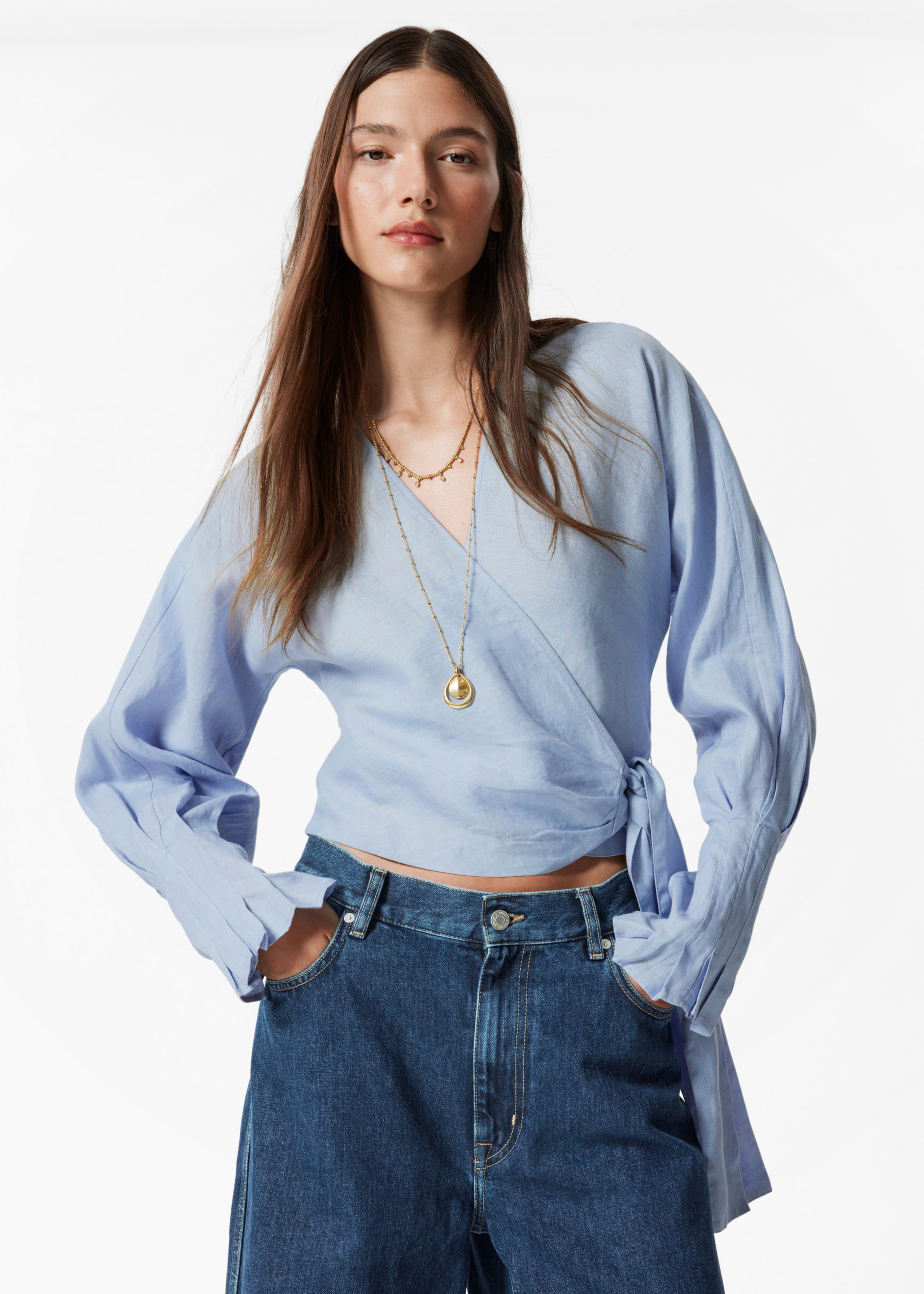Image of Wickelbluse aus Leinen