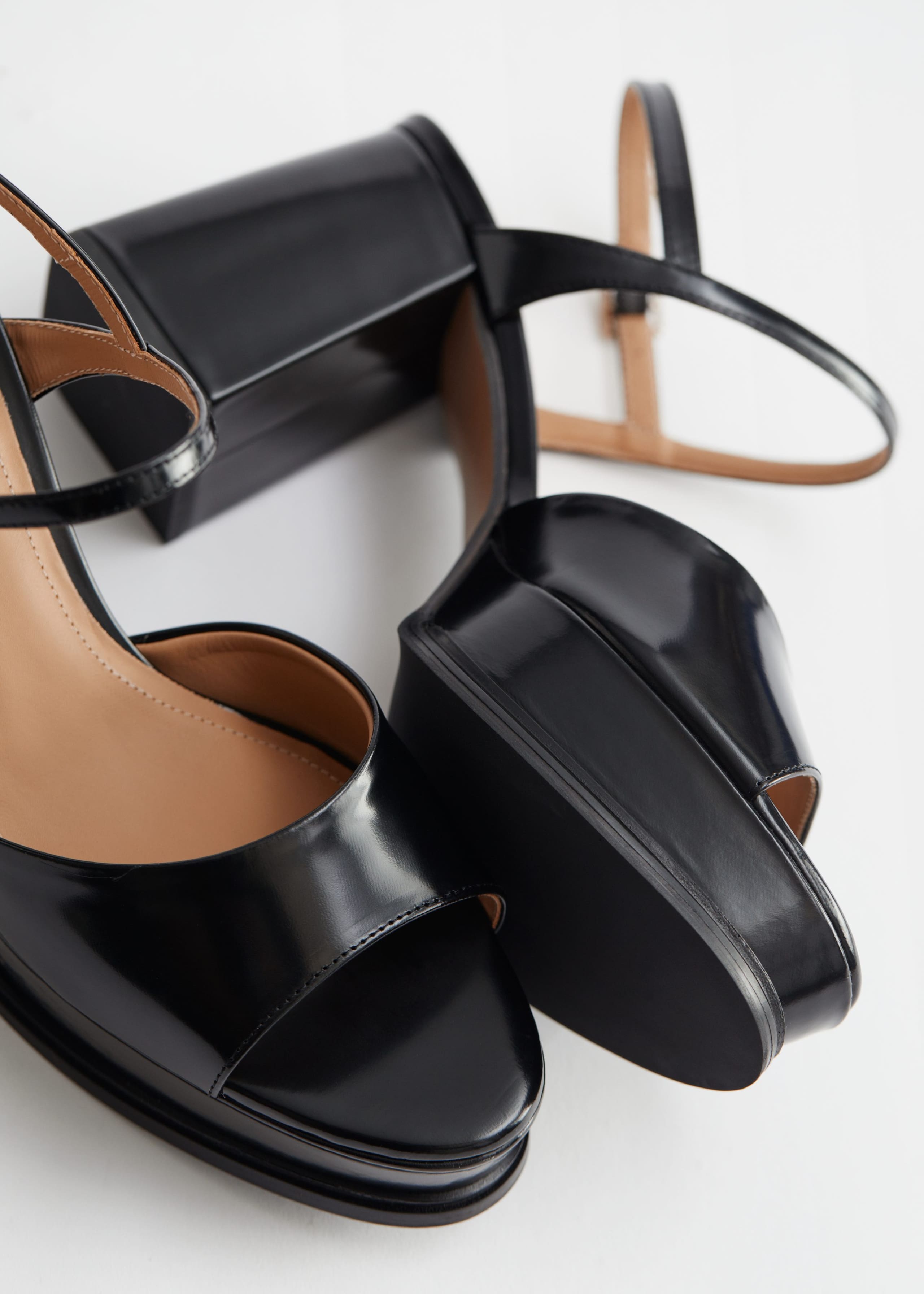 Image of Leather Slingback Platform Sandals