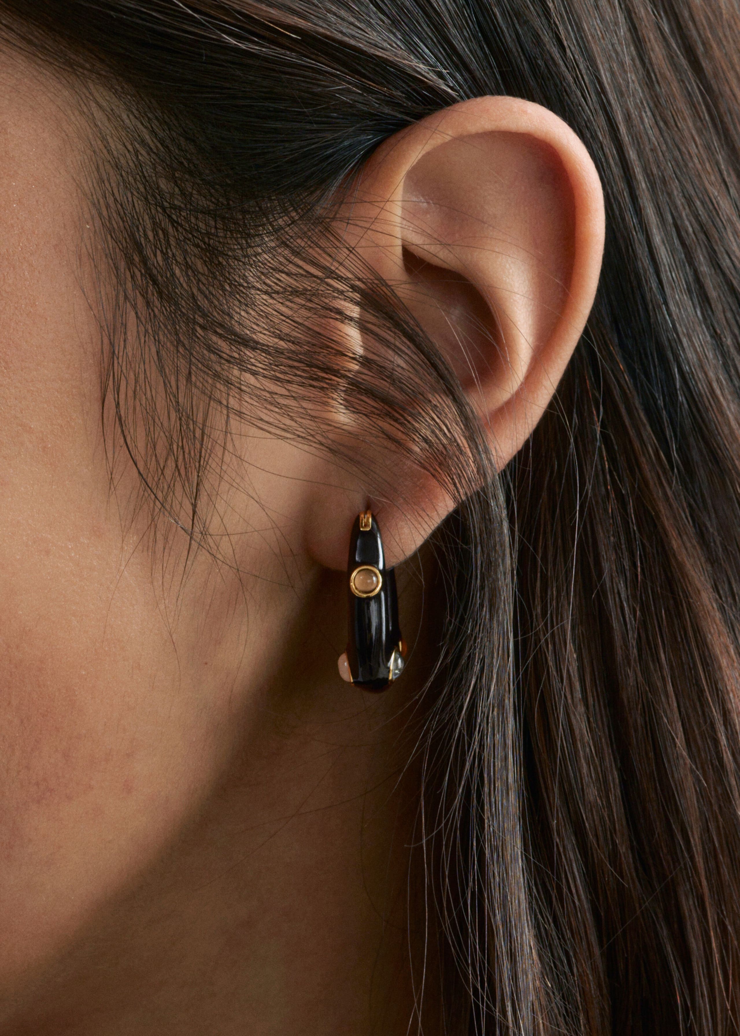 Hoop Earrings - Black/Multi Colour - Still Life