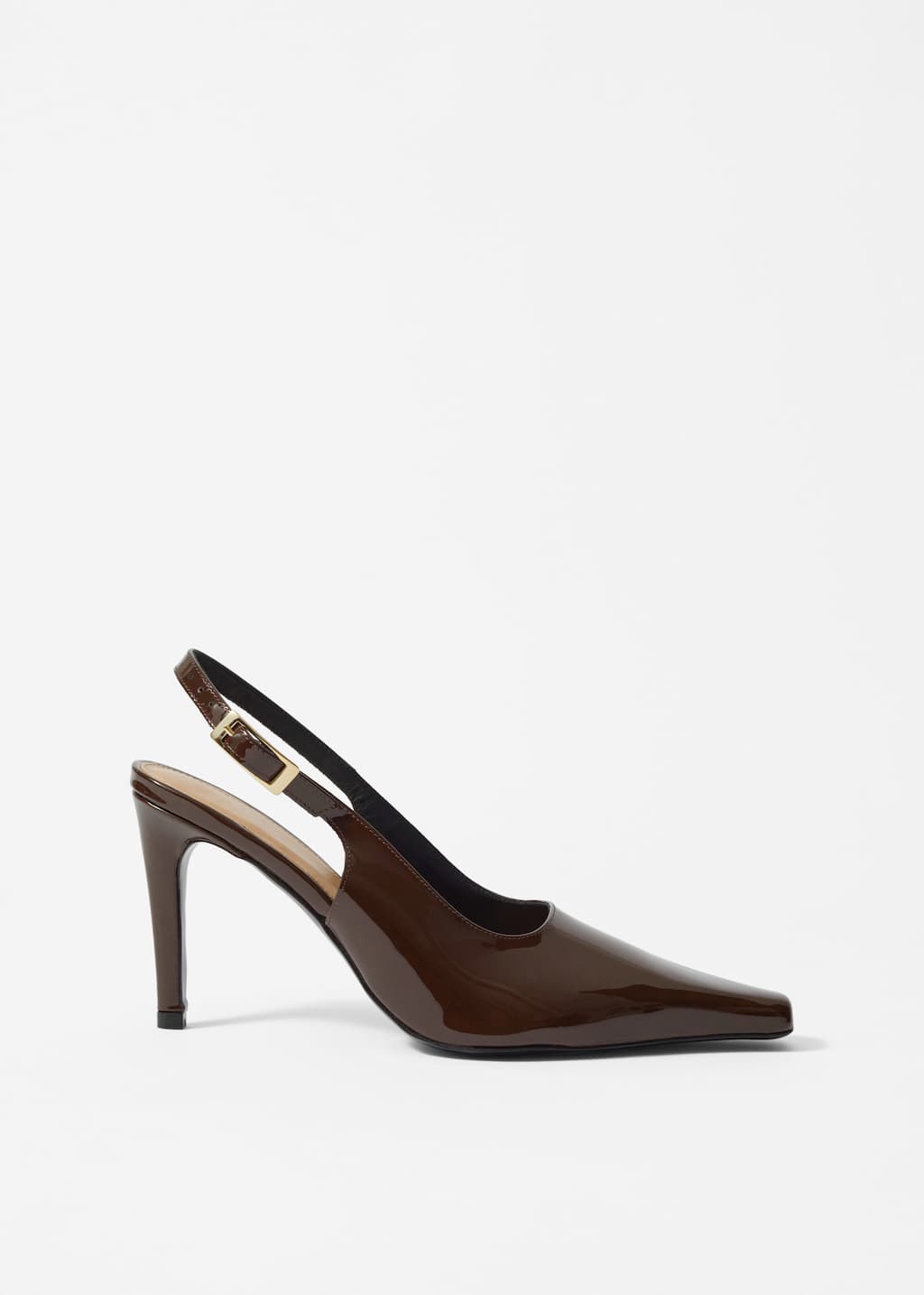 Image of Escarpins à bride arrière en cuir verni