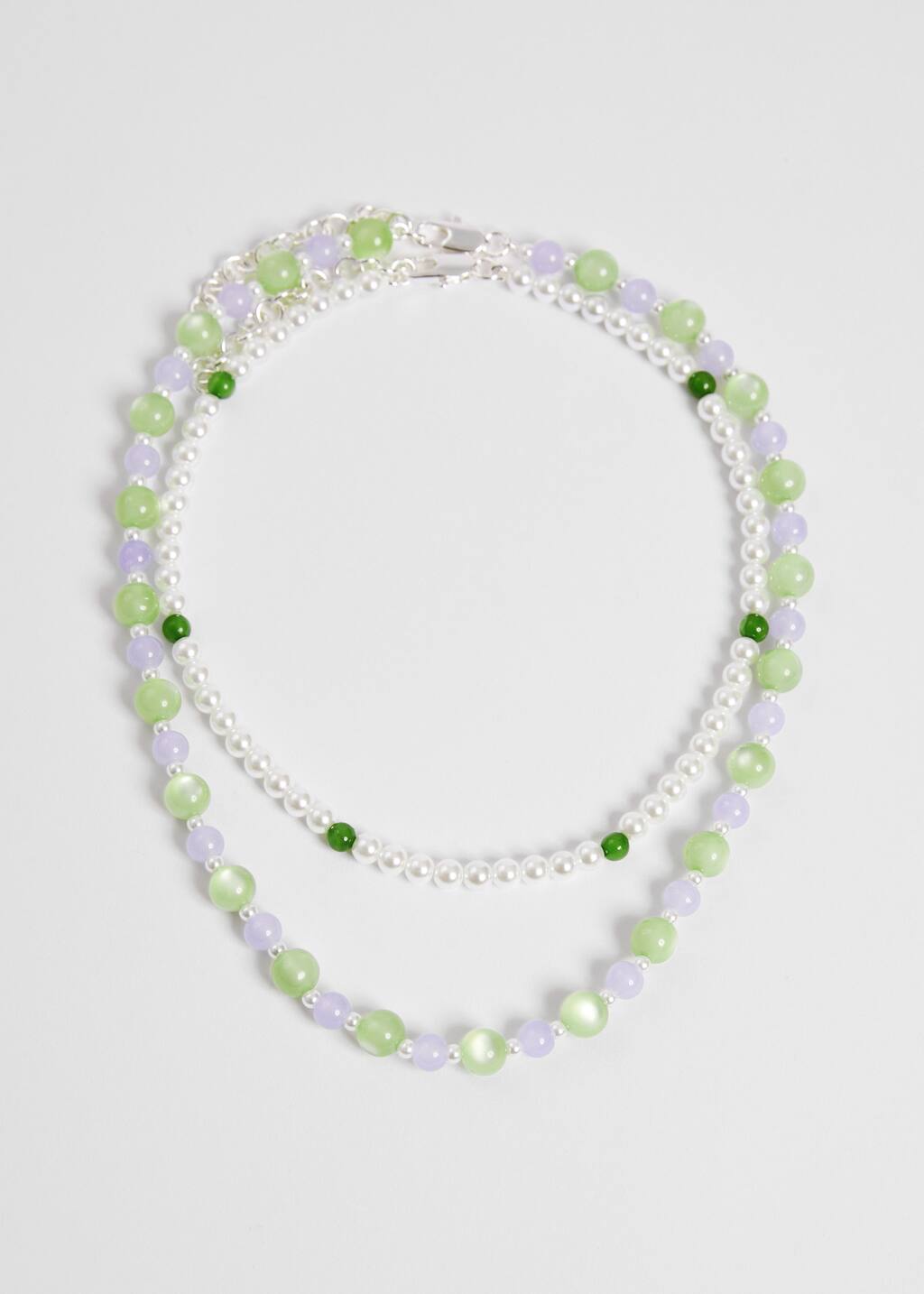 GlassBeadNecklaceSet - Lime/Lavender - Natura morta