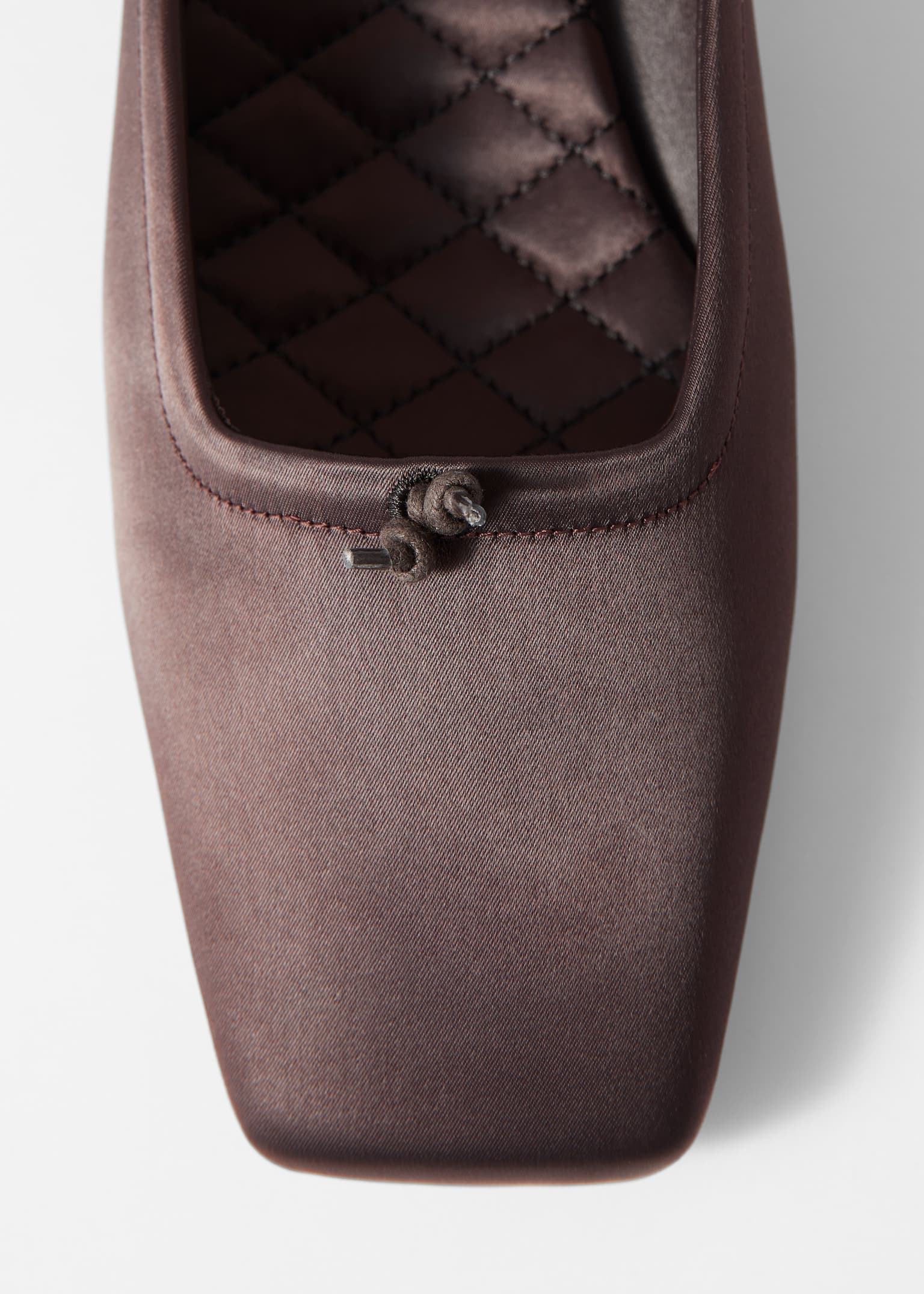 Mules de satén de punteras cuadradas - Marrón/Rojo rubí - 5