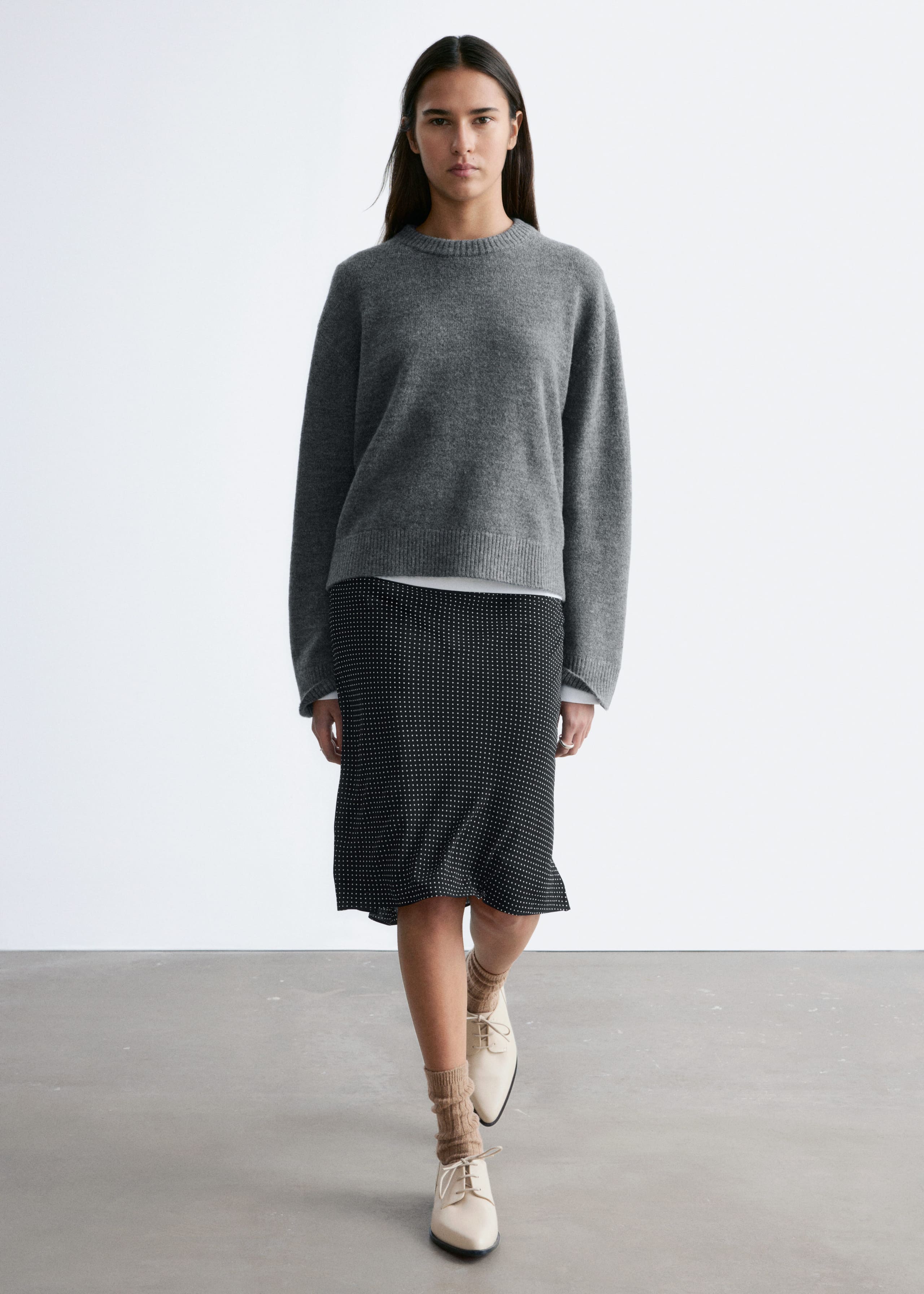 Boxy Knit Jumper - Dark Brown - Lookbook