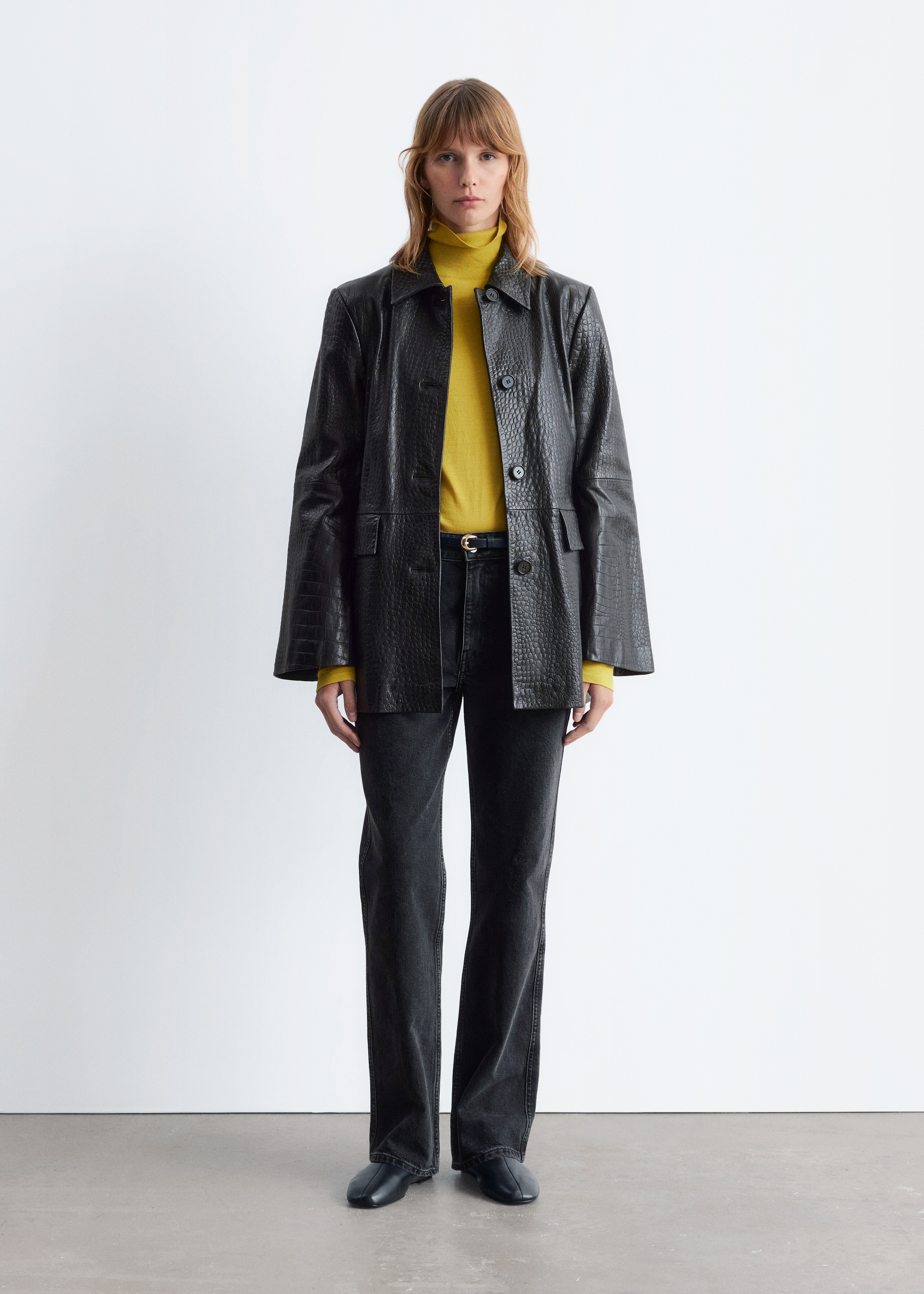 Jeans a gamba dritta e a vita alta - Nero/Azzurro/Lavaggio blu medio