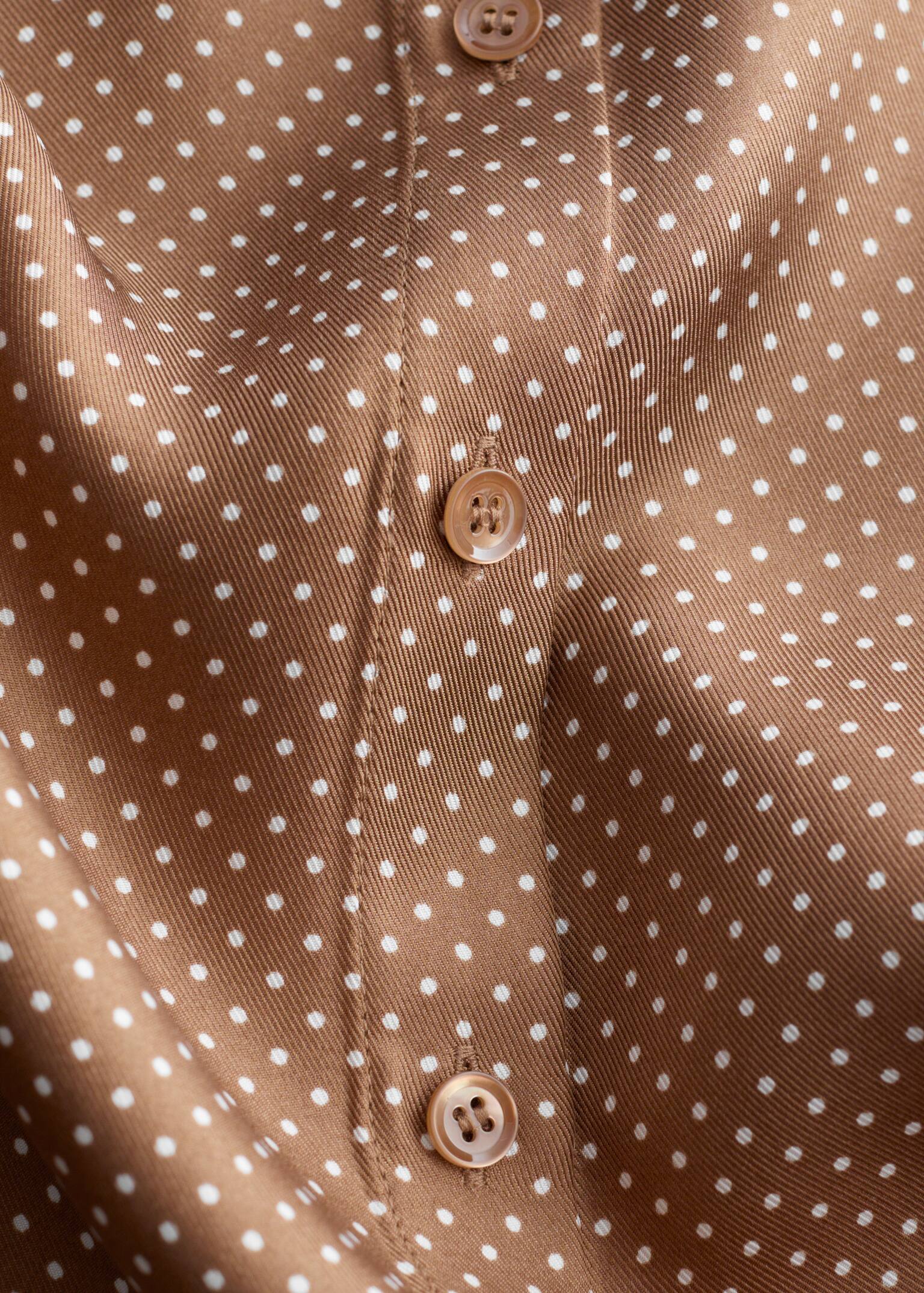 Relaxed Silk Shirt - Brown/White Dots - 8