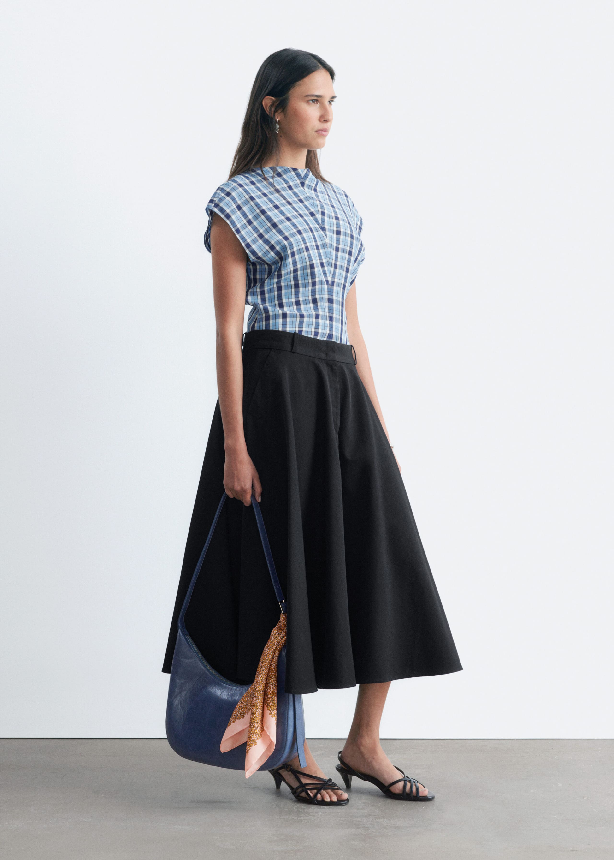 Jacquard-Oberteil mit Tunnelkragen - Hellblau/Kariert - Lookbook