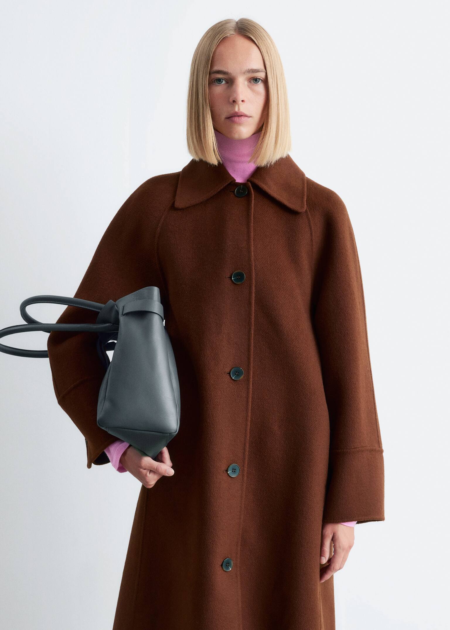 Carcoat aus Wolle mit Bindegürtel - Braun - 5