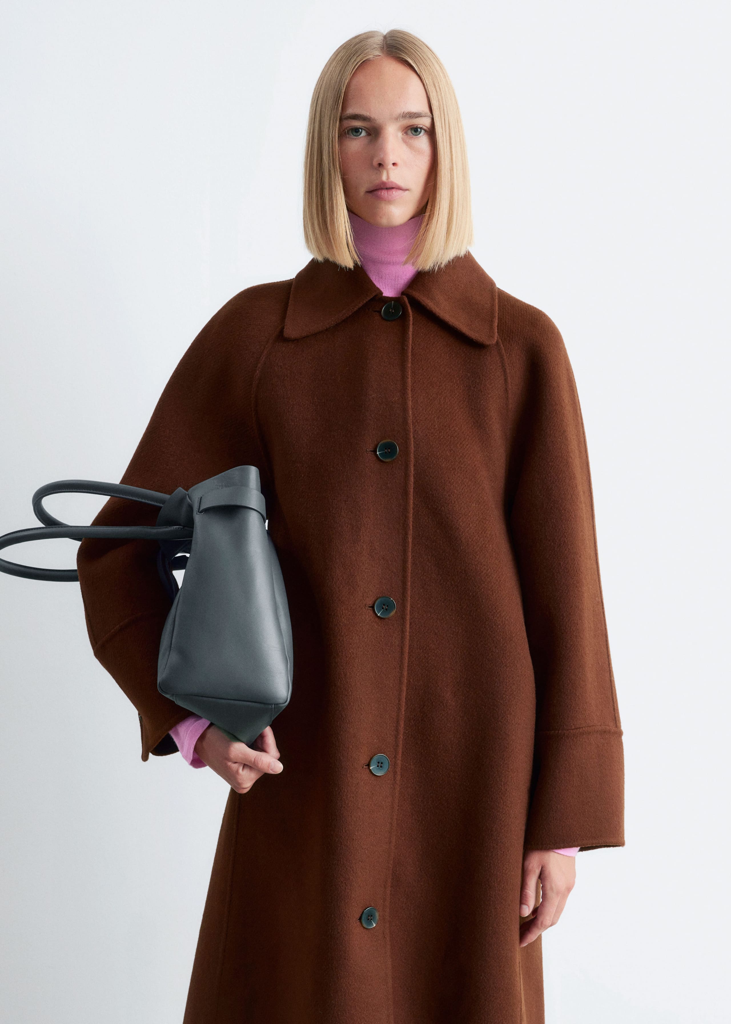 Image of Tie-Belt Wool Car Coat
