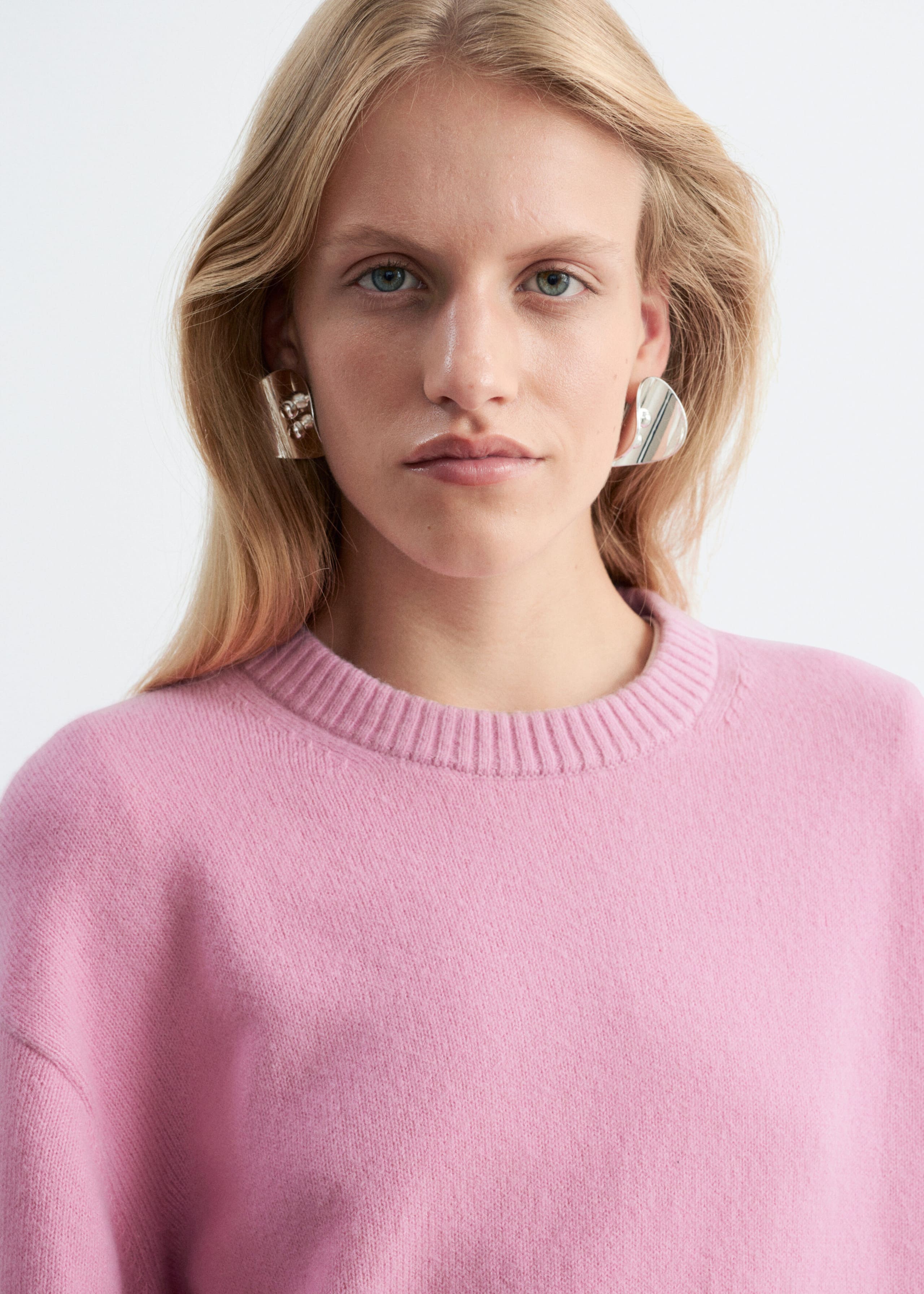Kastenförmiger Strickpullover - Rosa - Stillleben