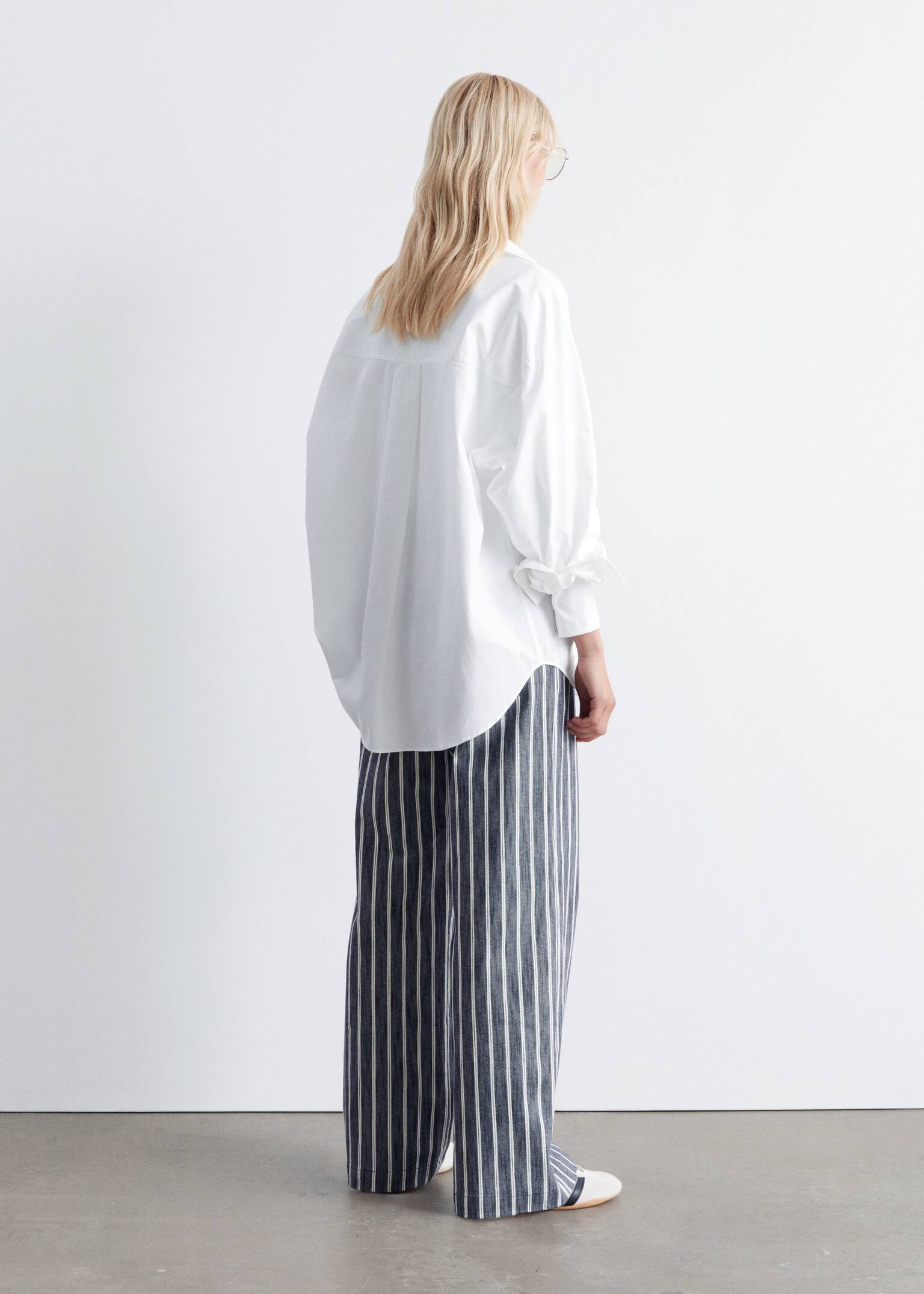 Pantaloni din bumbac cu dungi - Bleumarin/Alb Dungi/Dungi roz/burgundy - 6