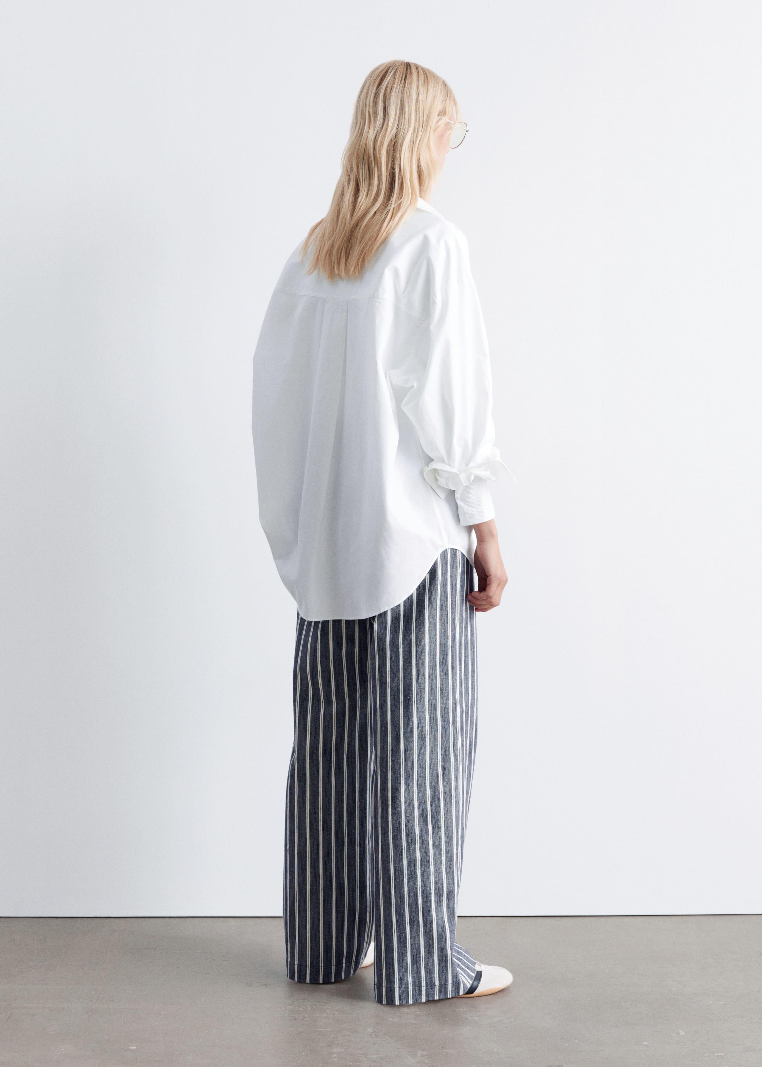 Image of Striped Cotton Trousers