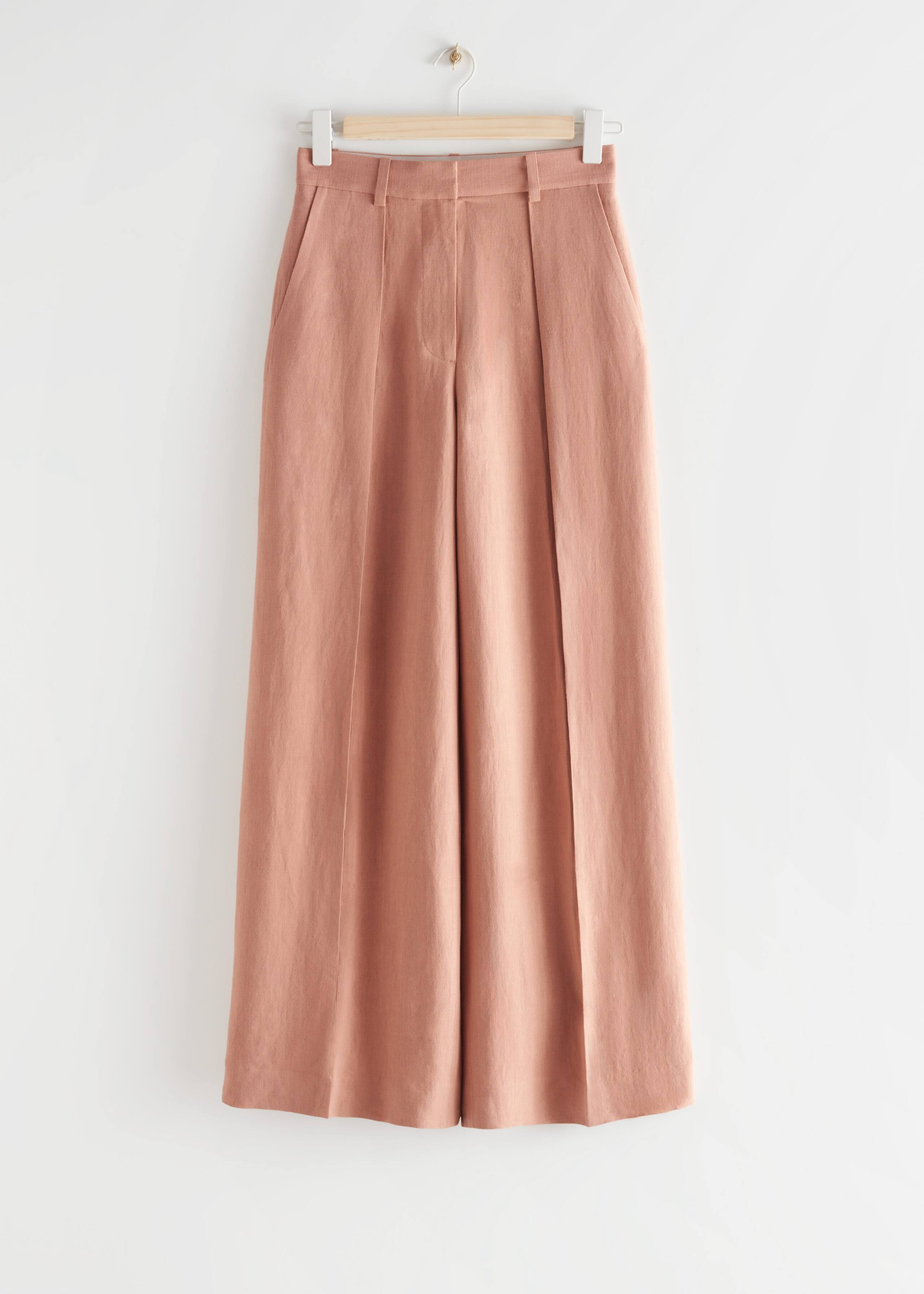 Wide Silk Blend Trousers - Terracotta - Natura morta