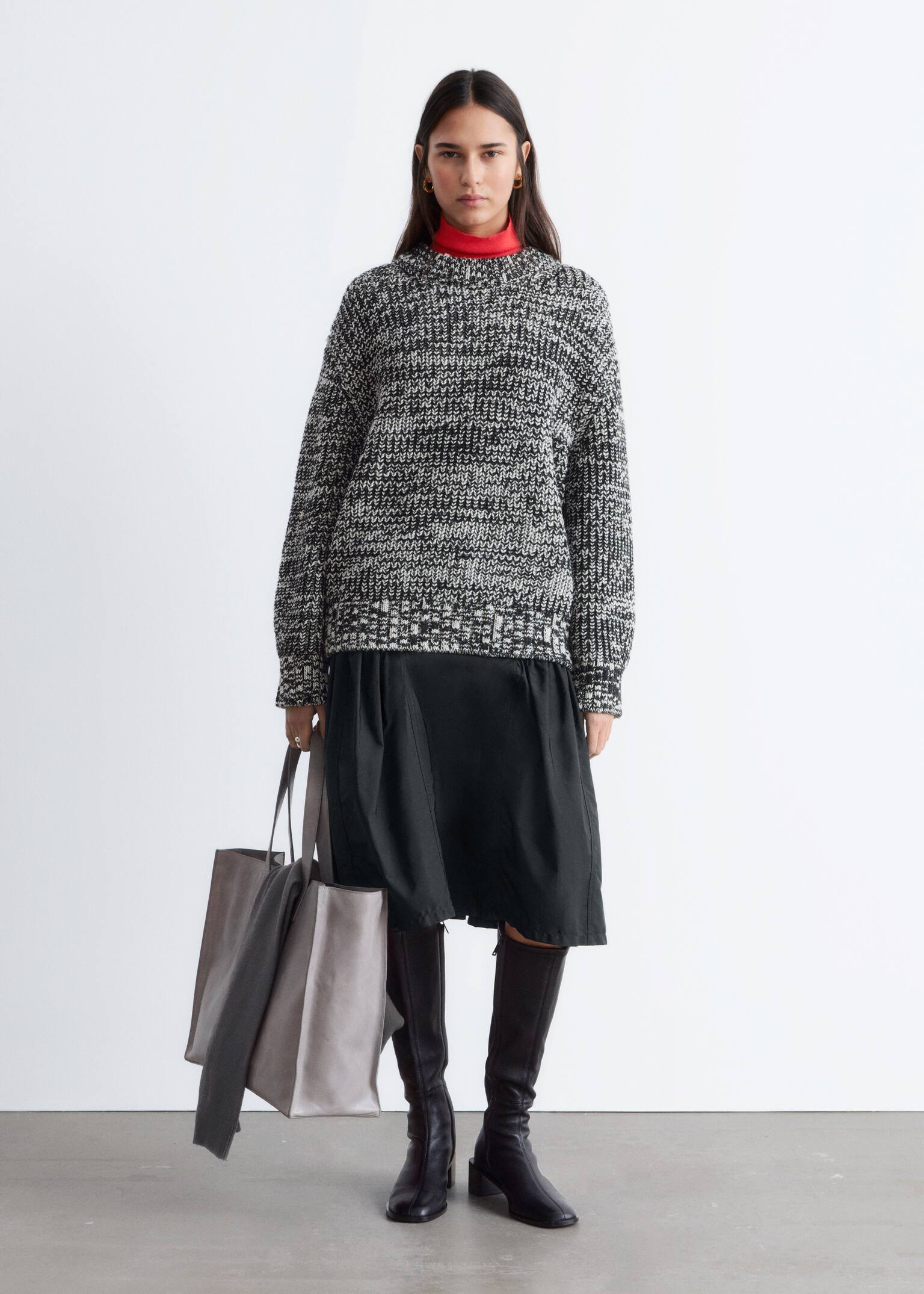 Oversized Wool Jumper - שחור/לבן - 6