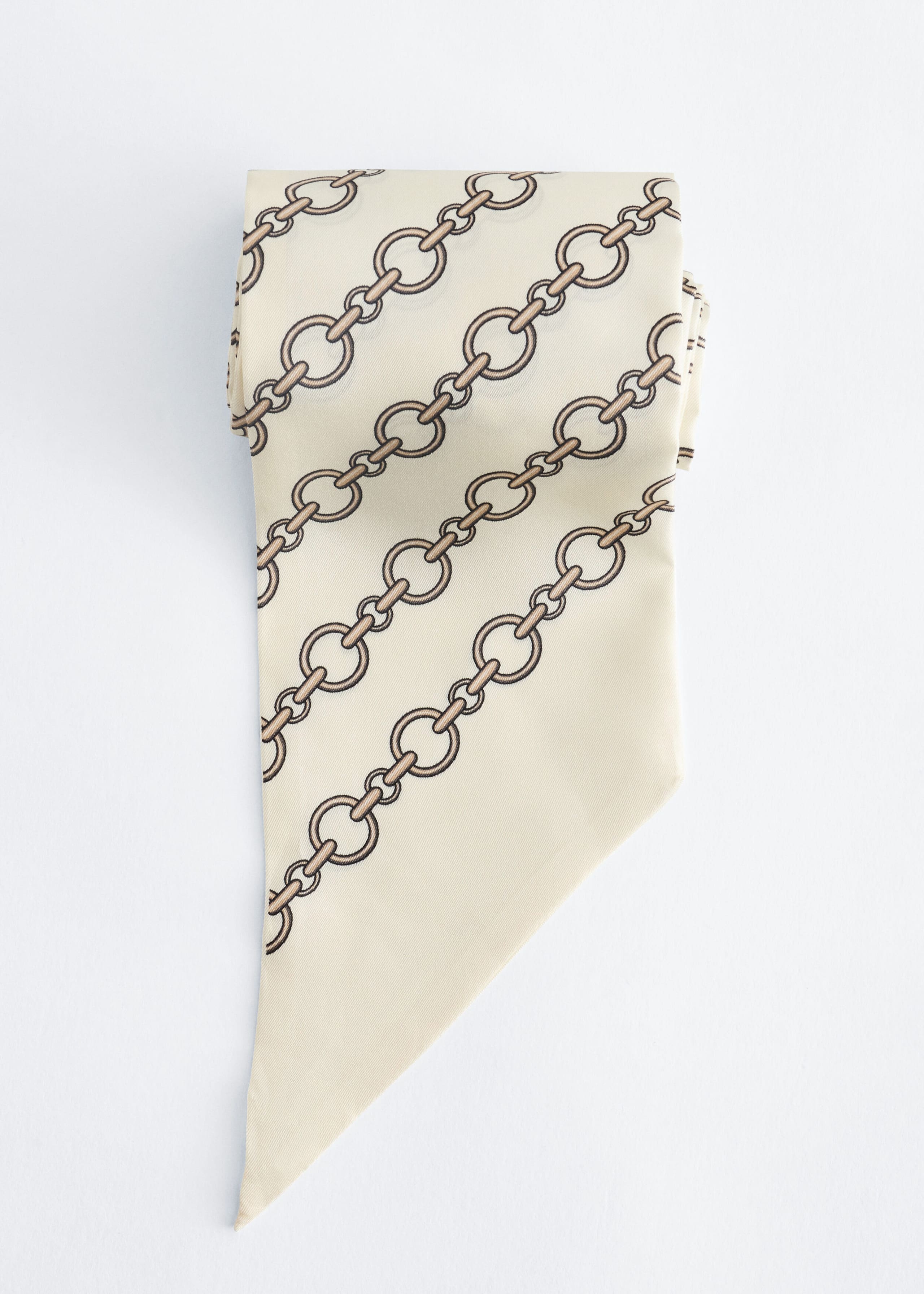 Slim Silk Print Scarf - White - Still Life