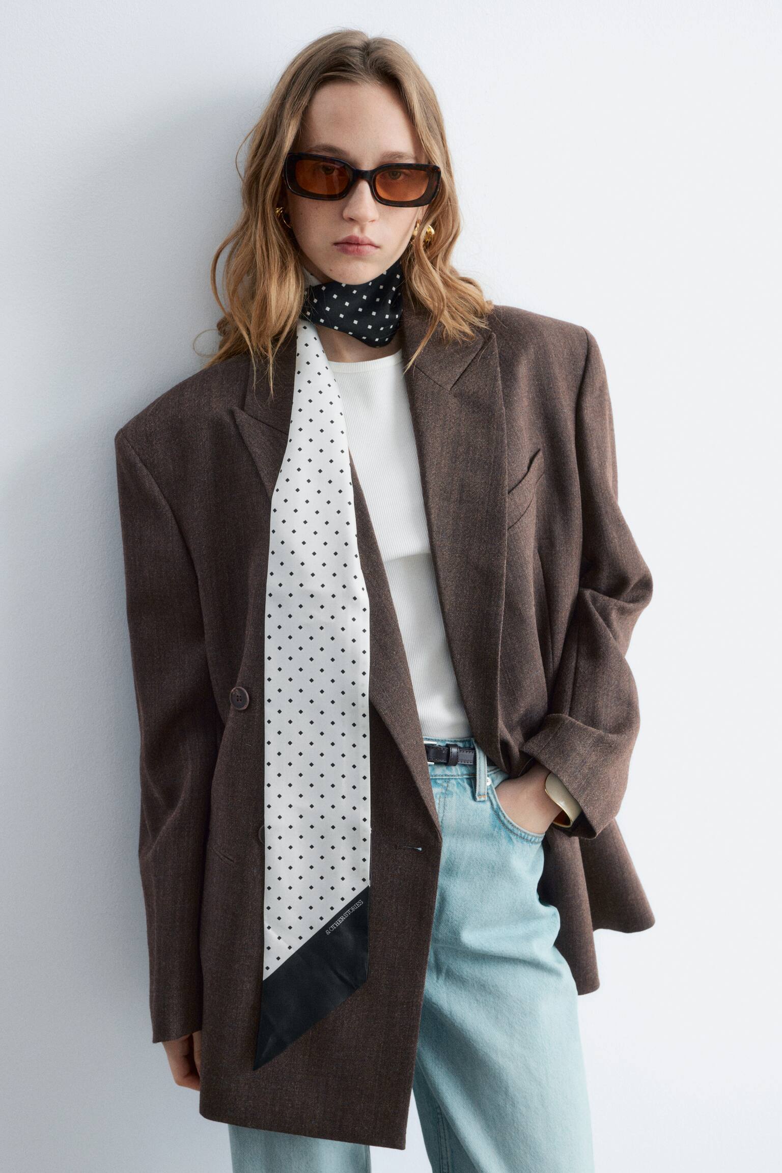 Blazer de trespasse em lã - Castanho escuro - 7