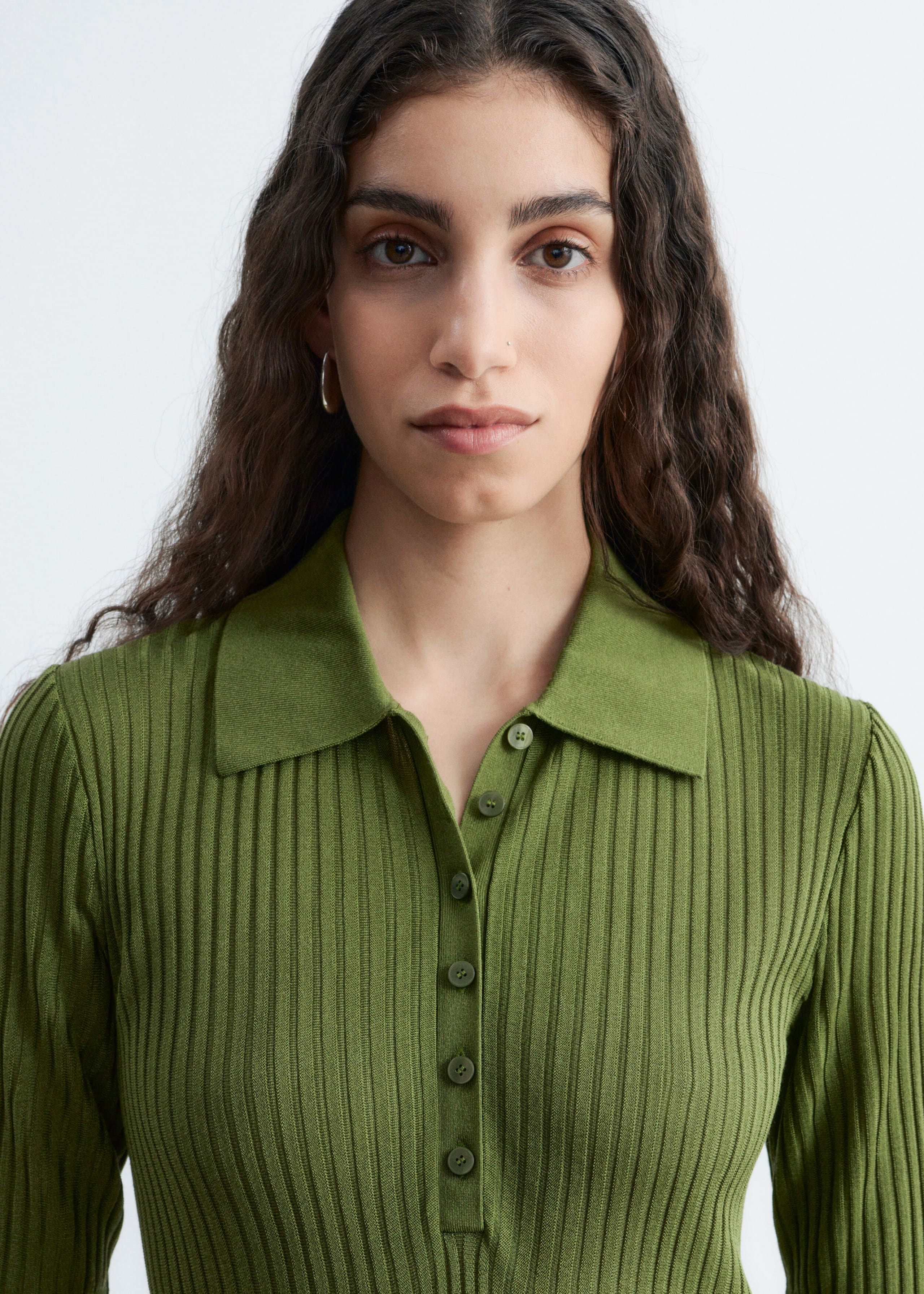 Knitted Mini Dress - Green - Lookbook