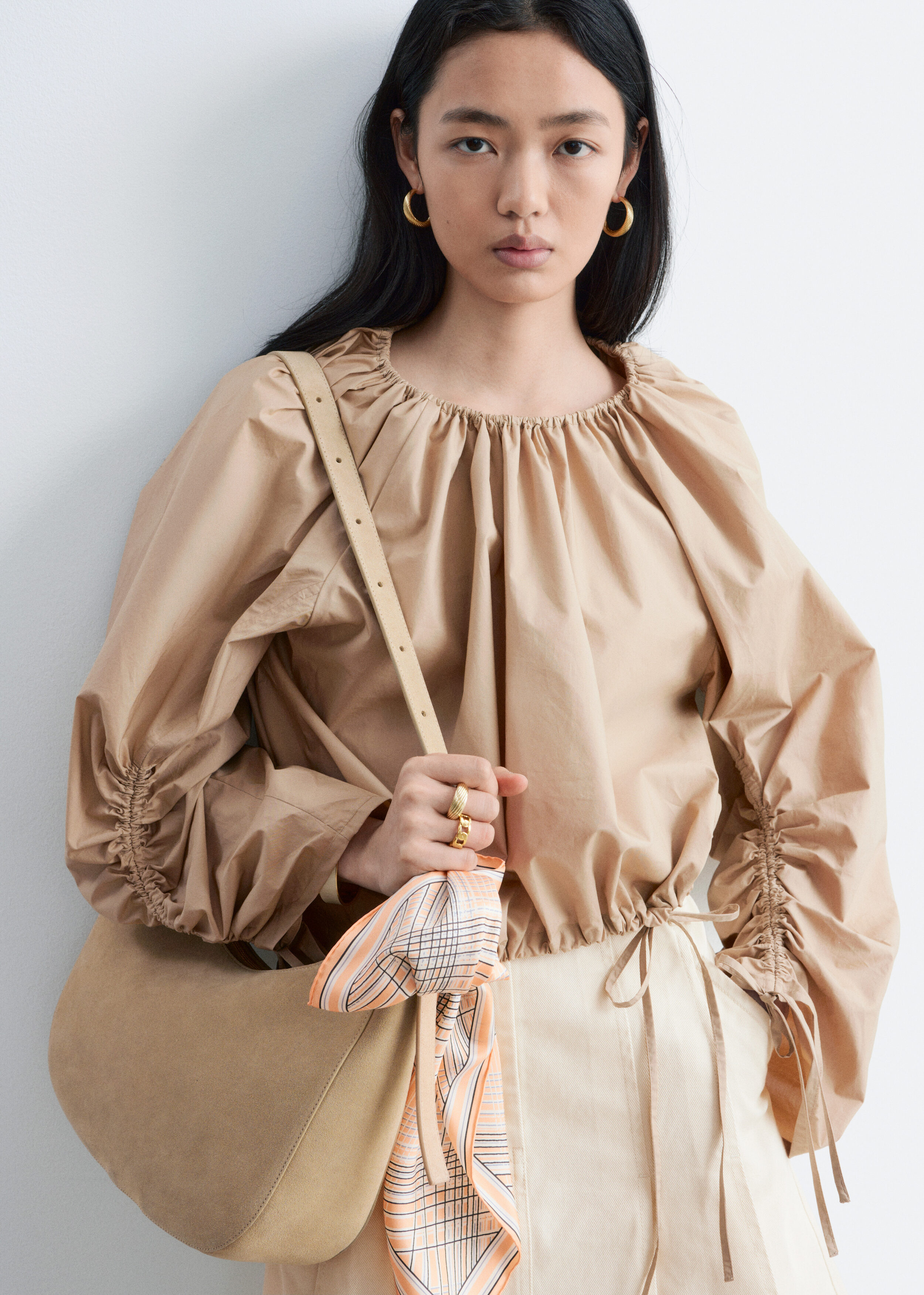 Sculptural Drawstring Blouse - Beige - & Other Stories US