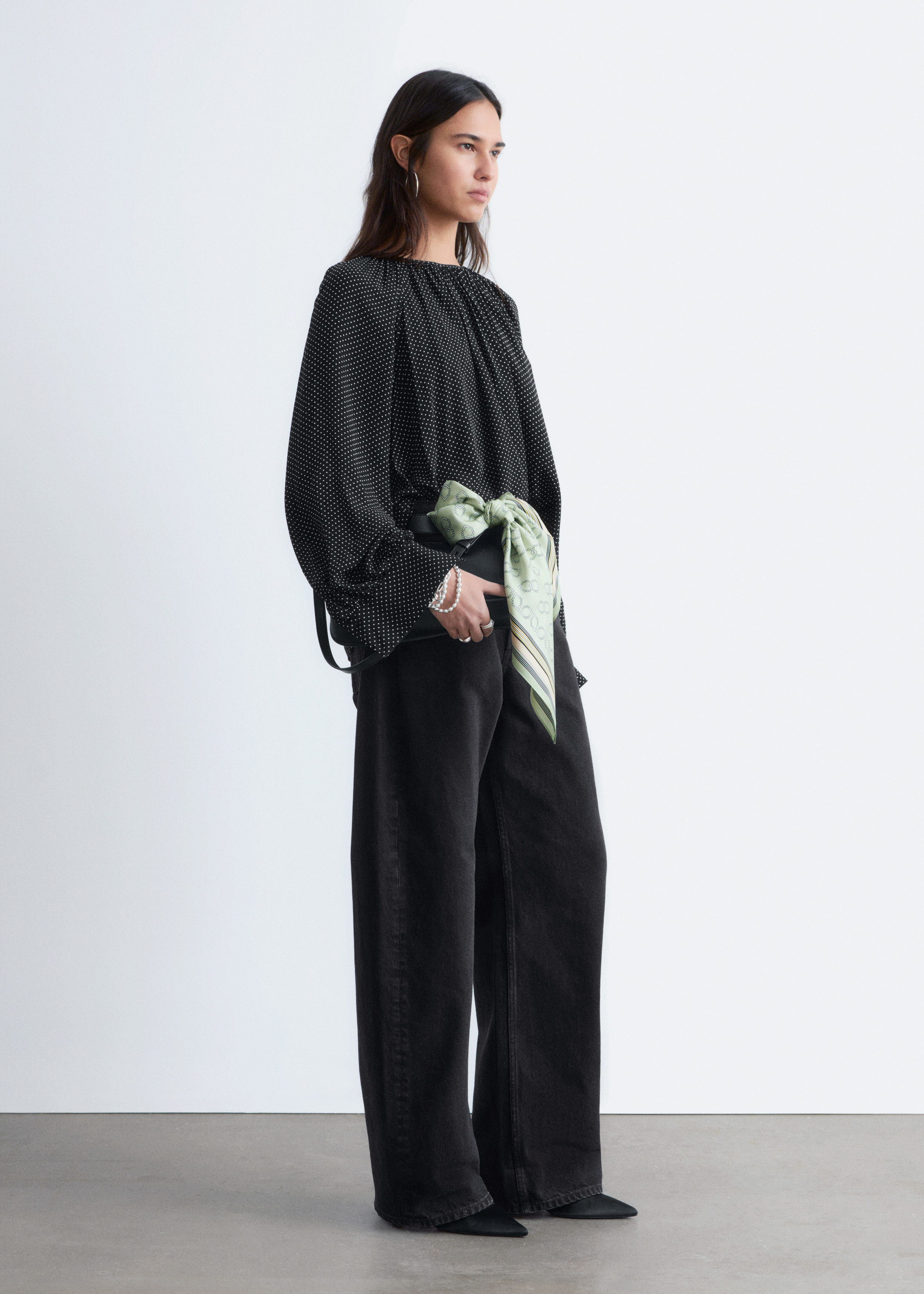 Balloon-Sleeve Blouse