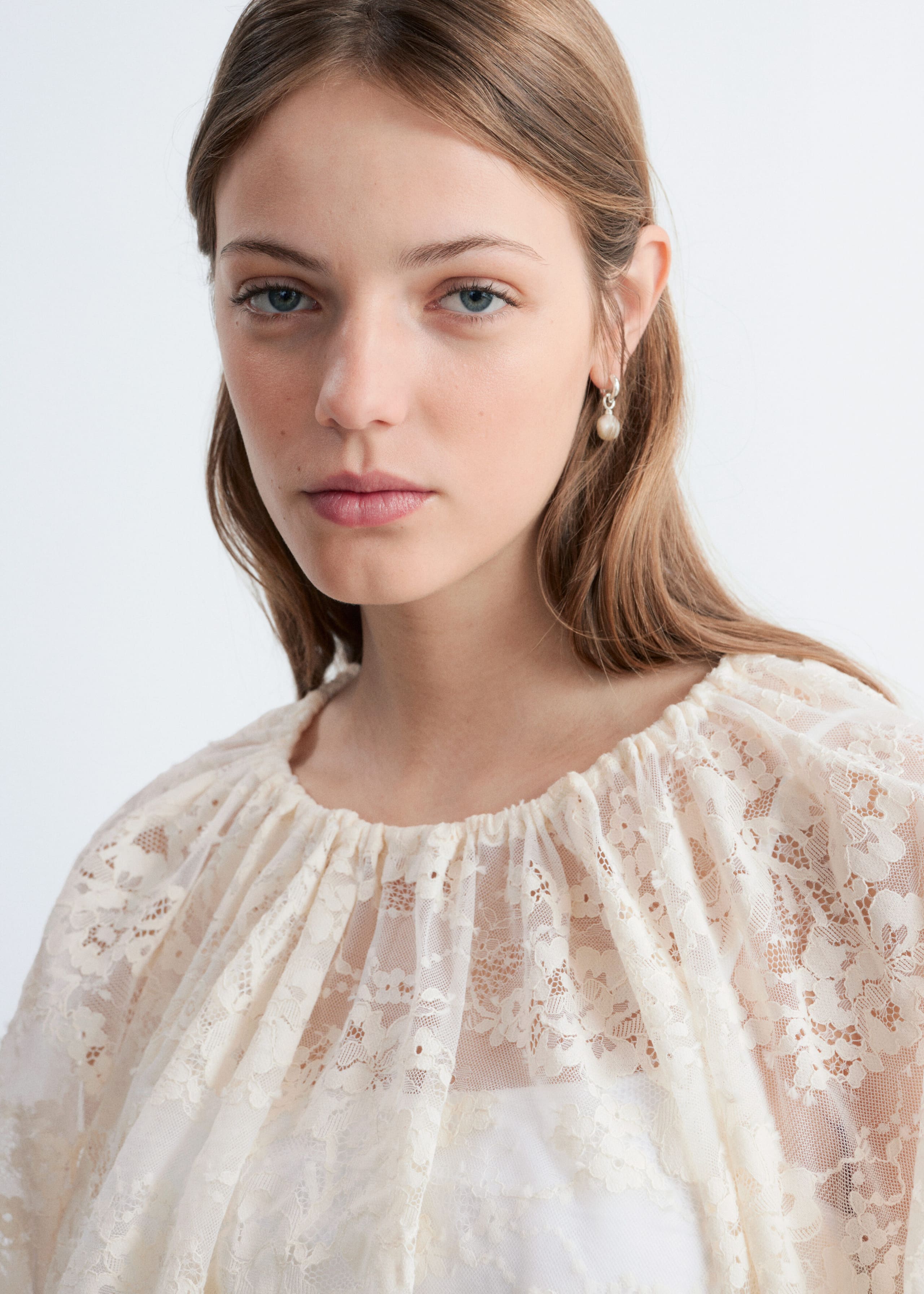 Image of Gathered Lace Blouse