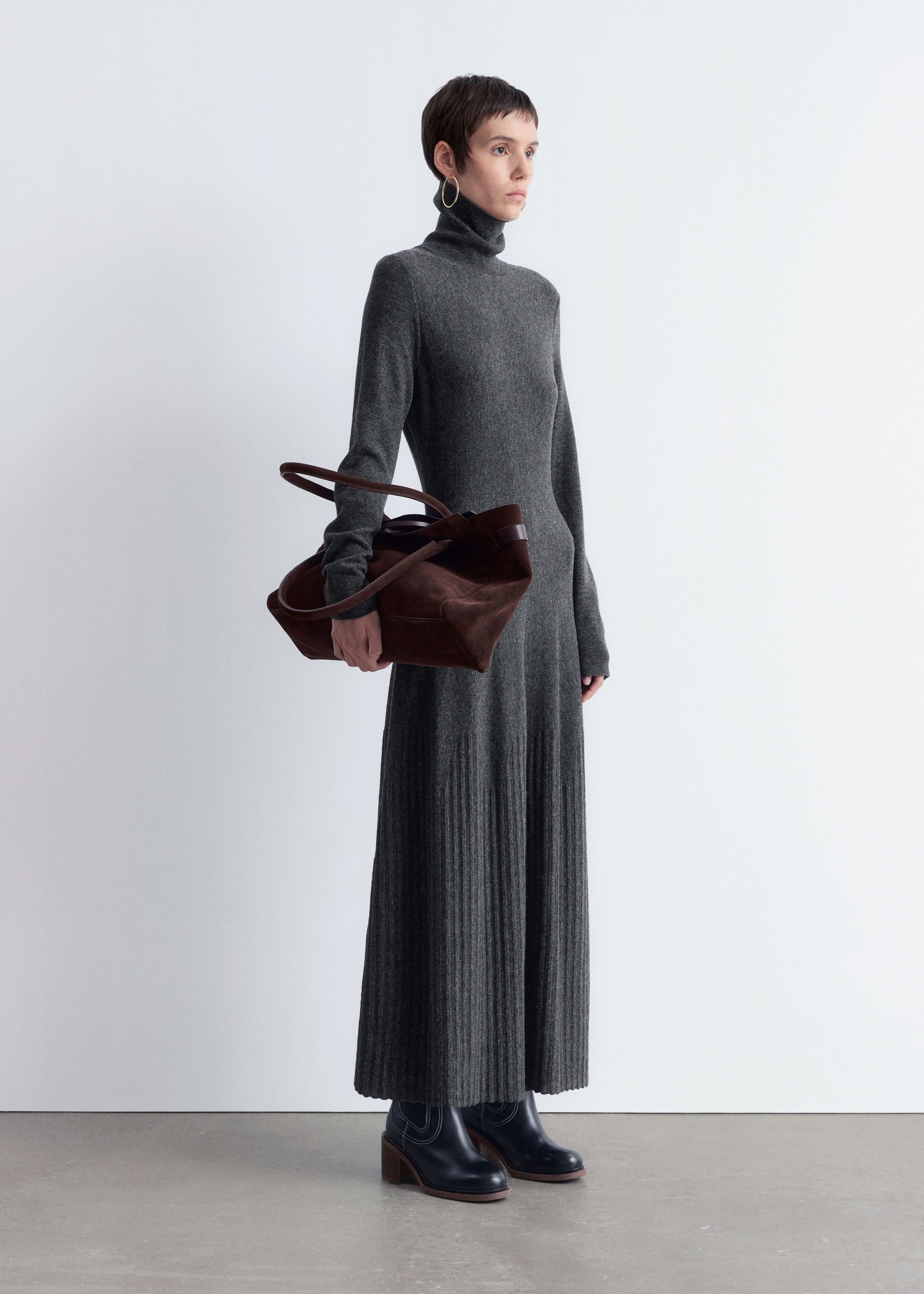 Image of Merino-Wool Turtleneck Maxi Dress