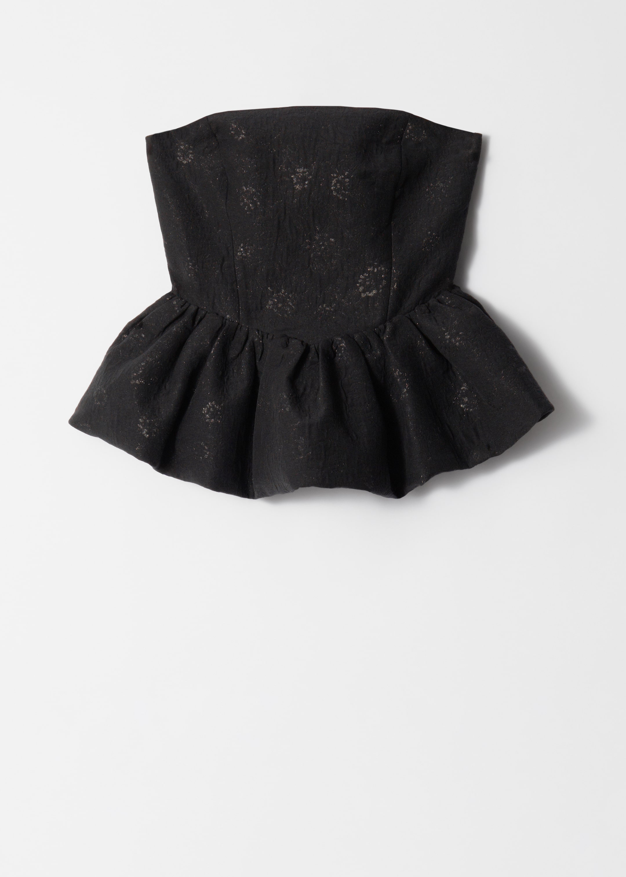 Zobacz większy obraz: Żakardowy top typu bandeau z baskinką - Czarny - ONA | H&M PL 5