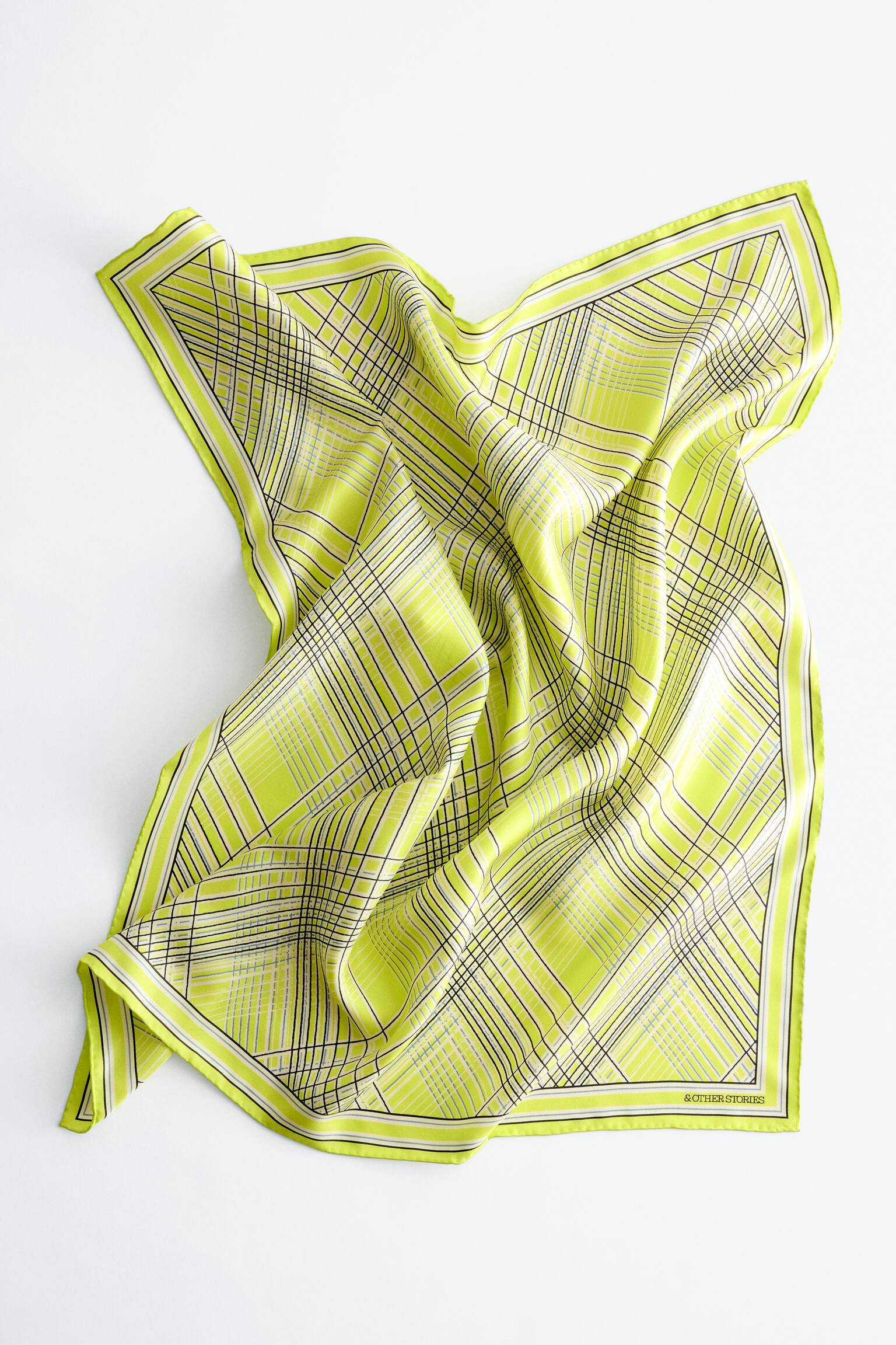 Bedrucktes Seidentuch - Gelb/Helltürkis/Apricot - 5