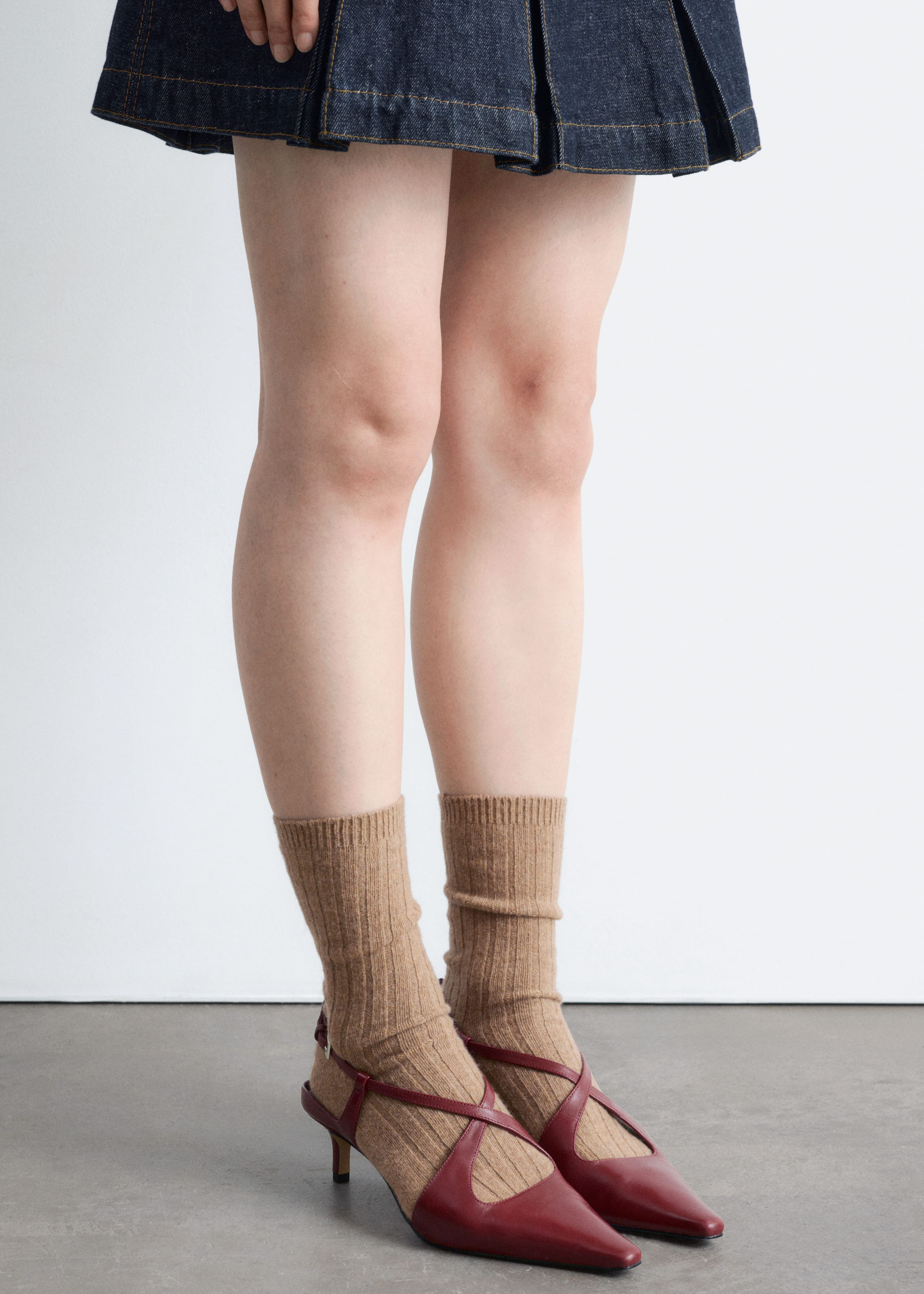 Image of Criss-Cross Leather Slingback Pumps