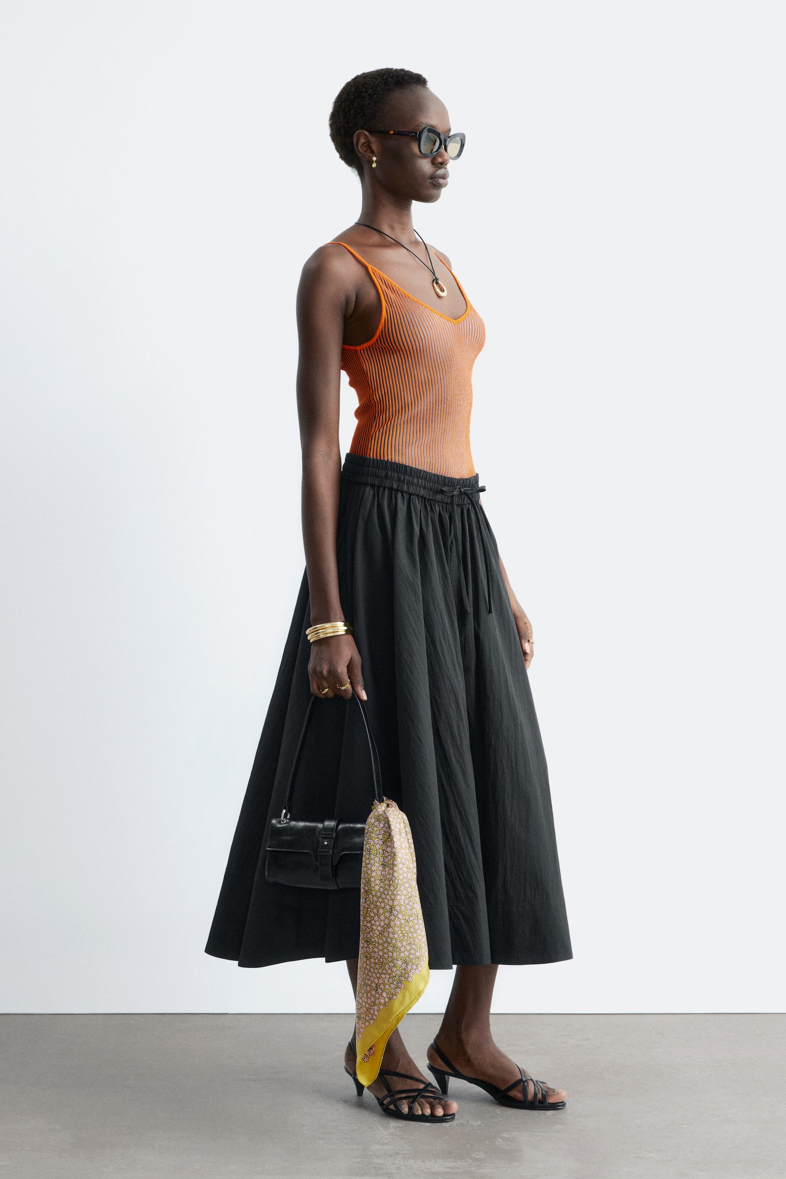 Ribbstickat linne - Orange/Grön - 5