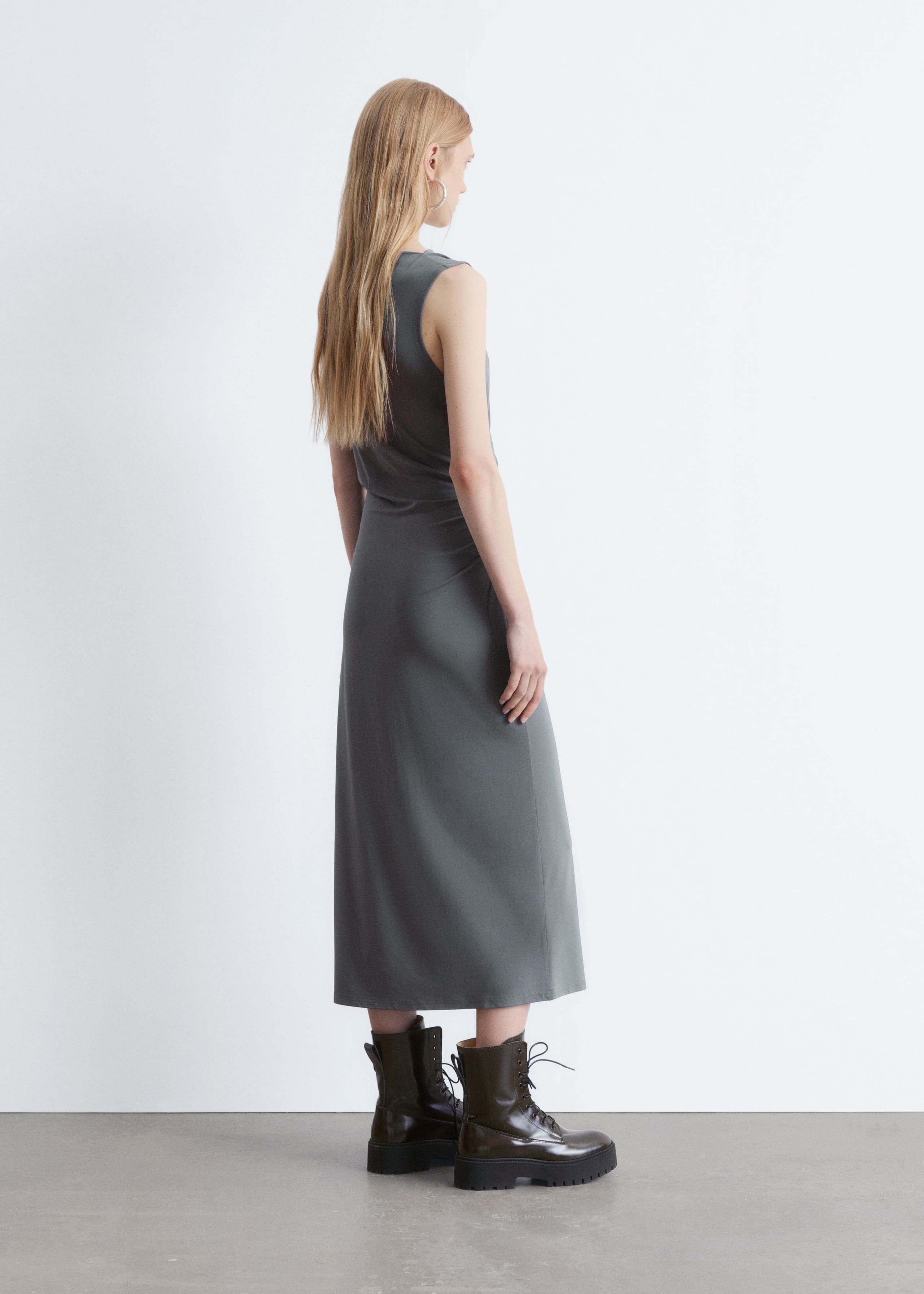 Image of Sleeveless Draped Midi Dress